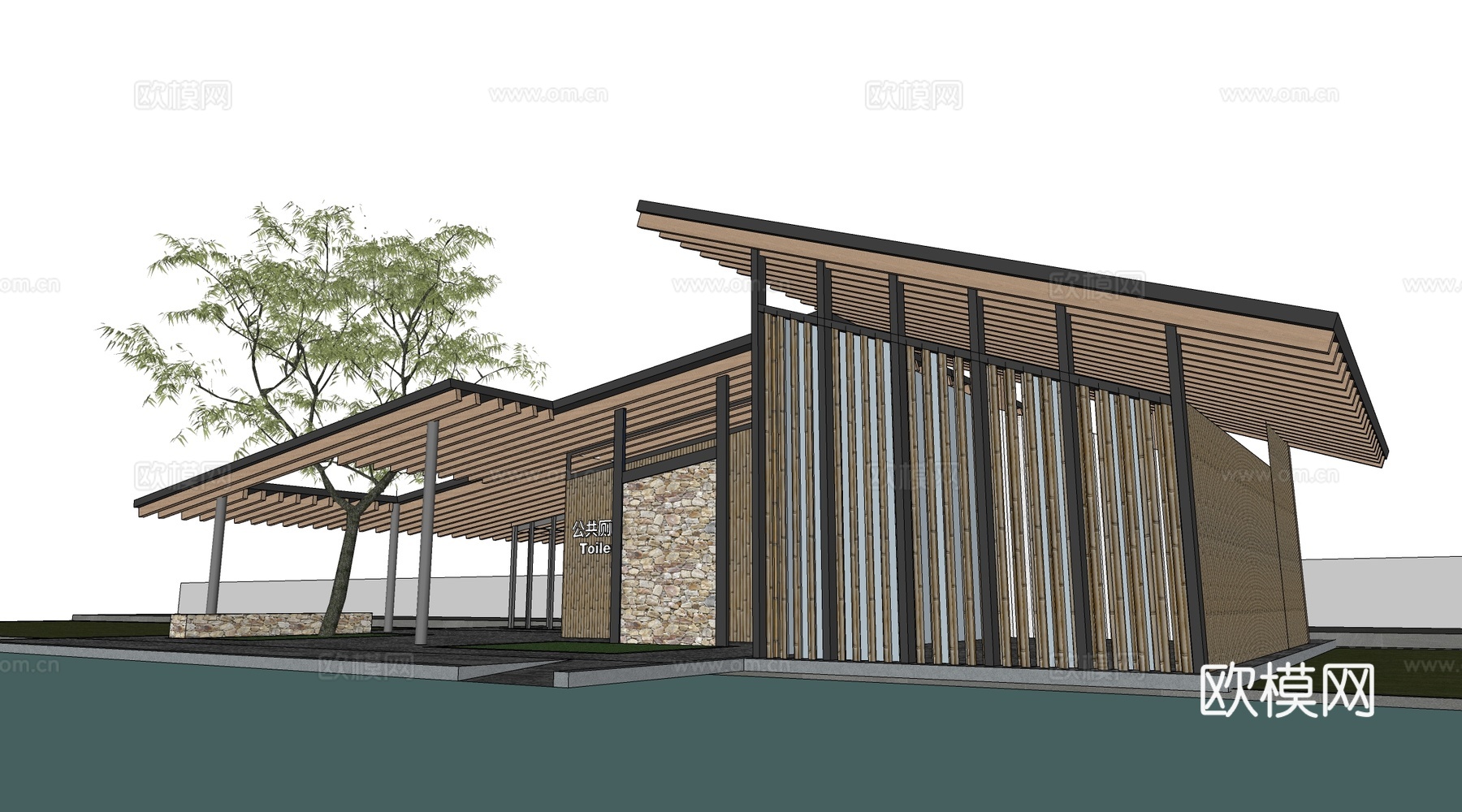 现代公厕建筑 厕所建筑 旅游厕所 公共卫生间su模型