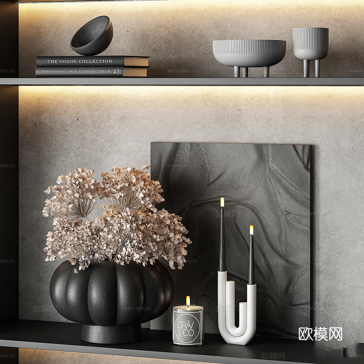 现代意式极简装饰柜 书柜3d模型