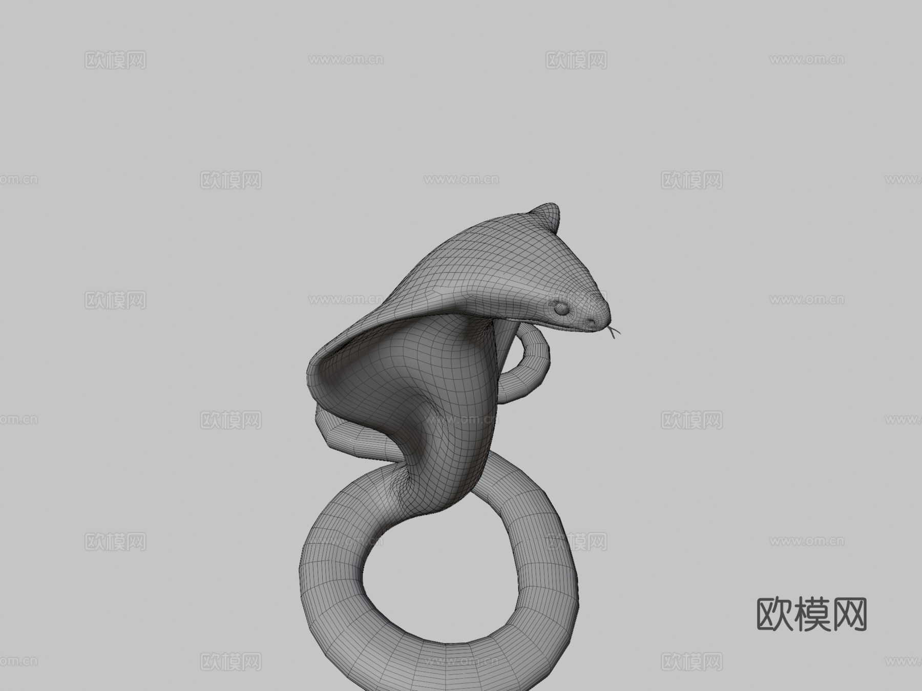 眼镜王蛇绑定低多边形3d模型