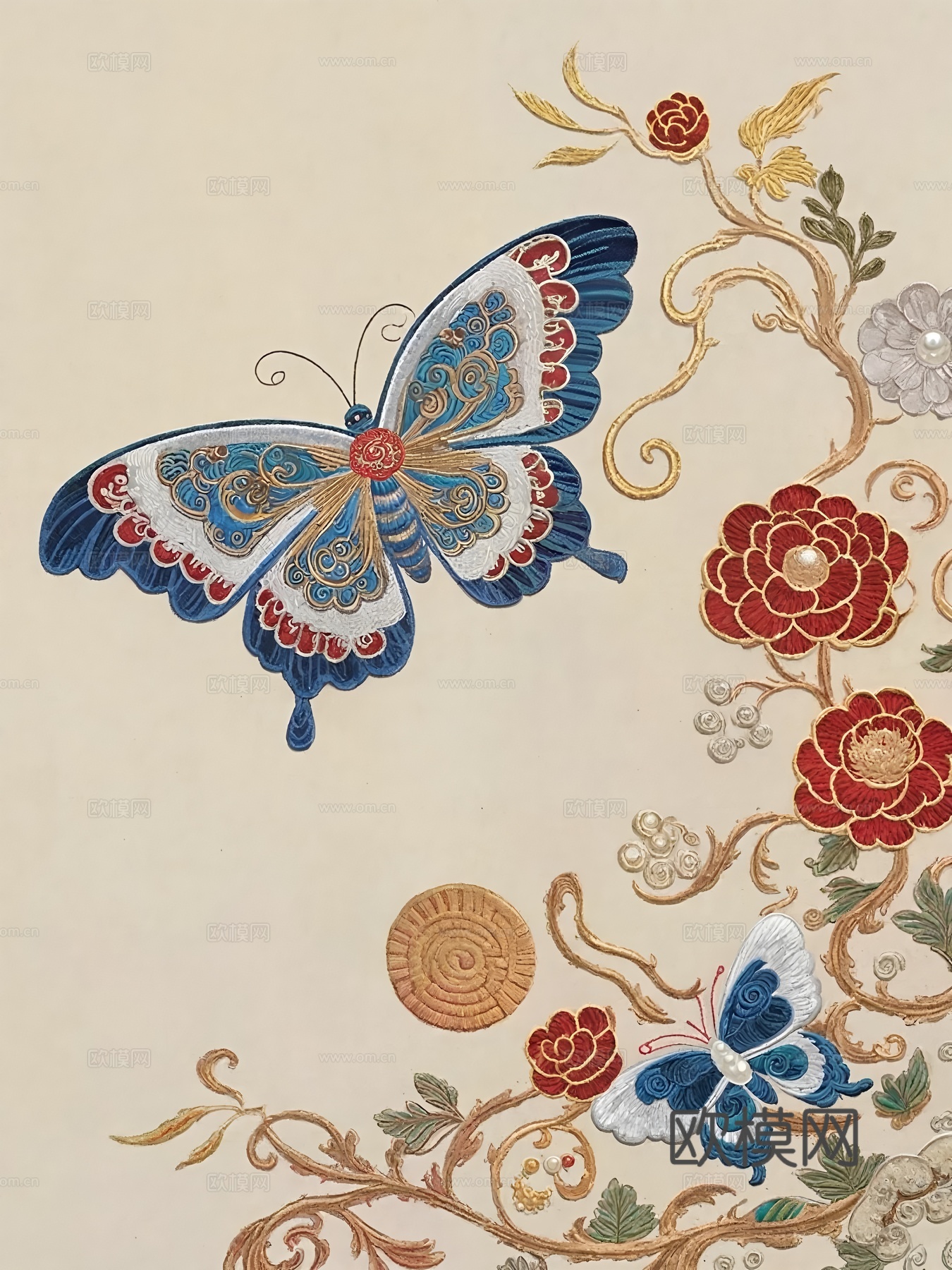 蝴蝶花卉画芯