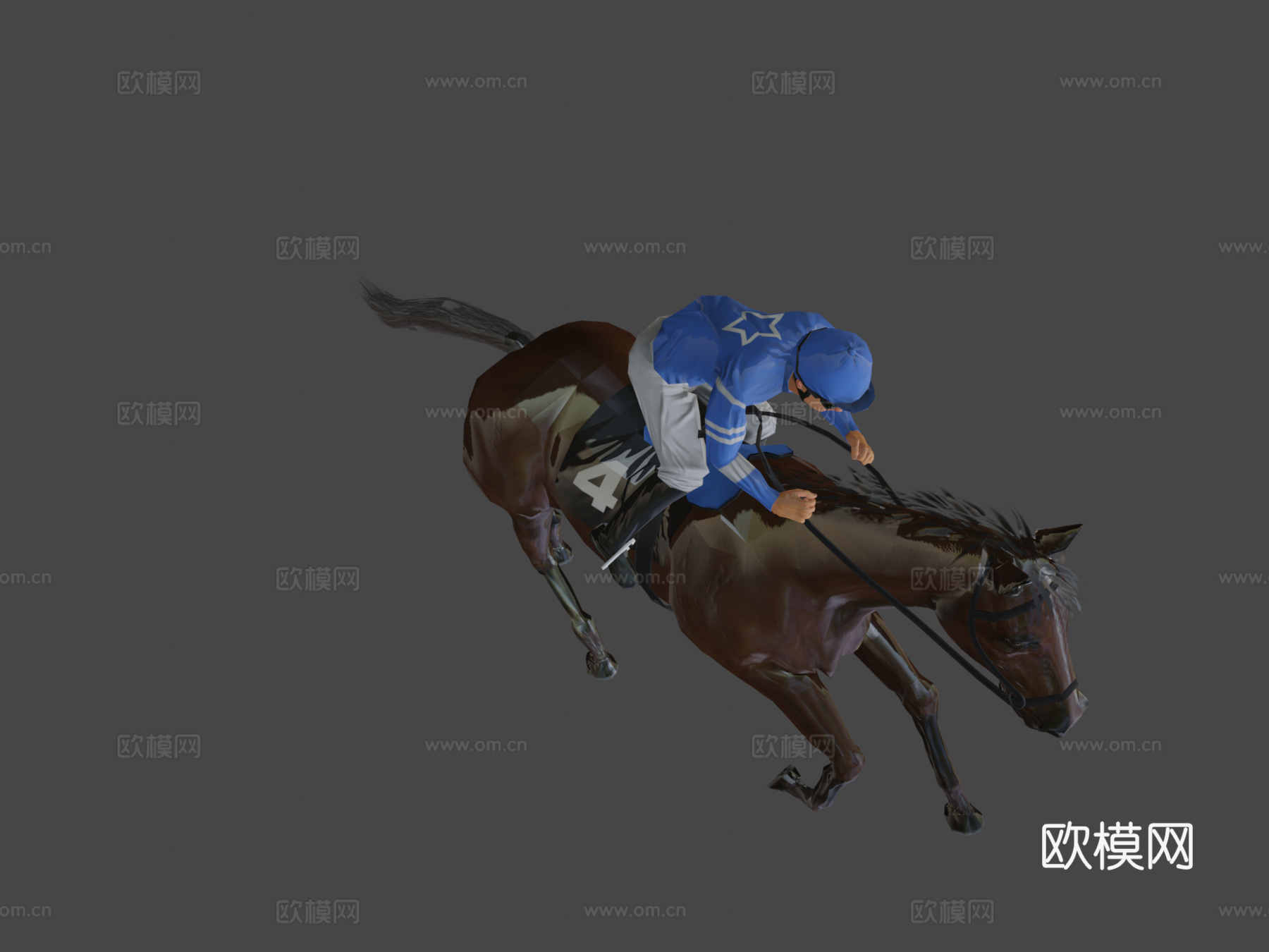 带动画的3D游戏马低多边形模型3d模型