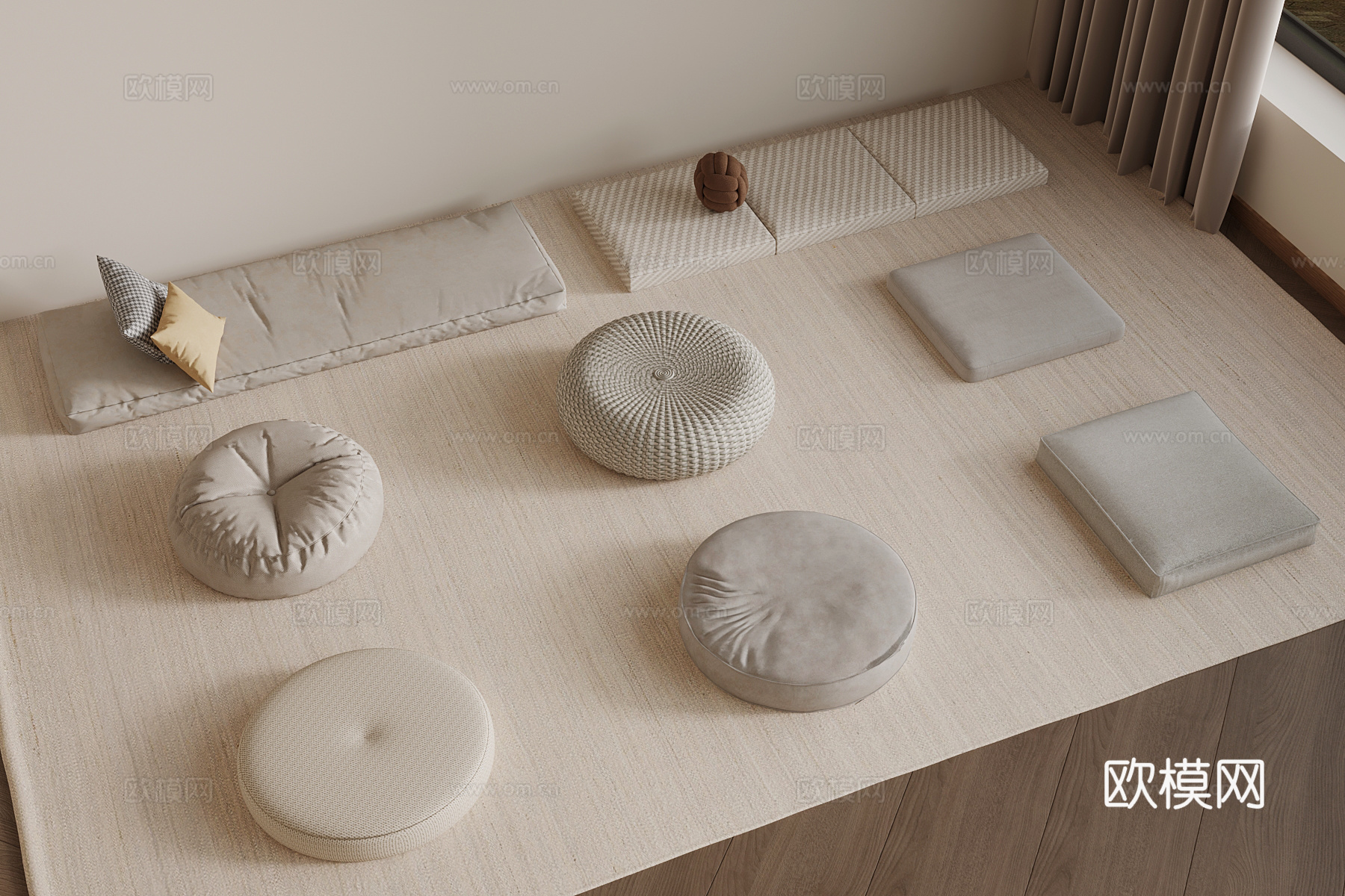 现代坐垫 瑜伽垫3d模型