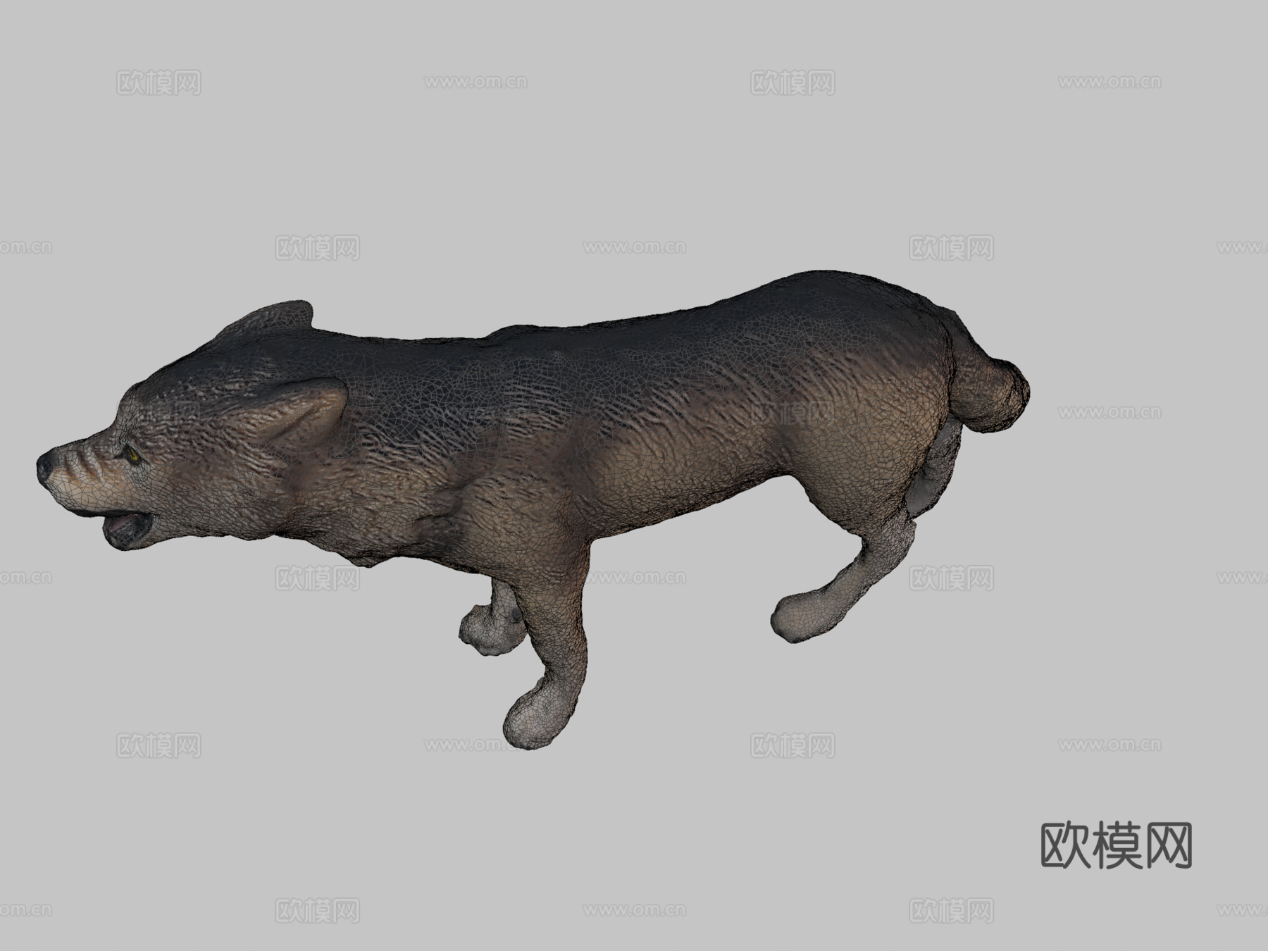狼雕像3d模型