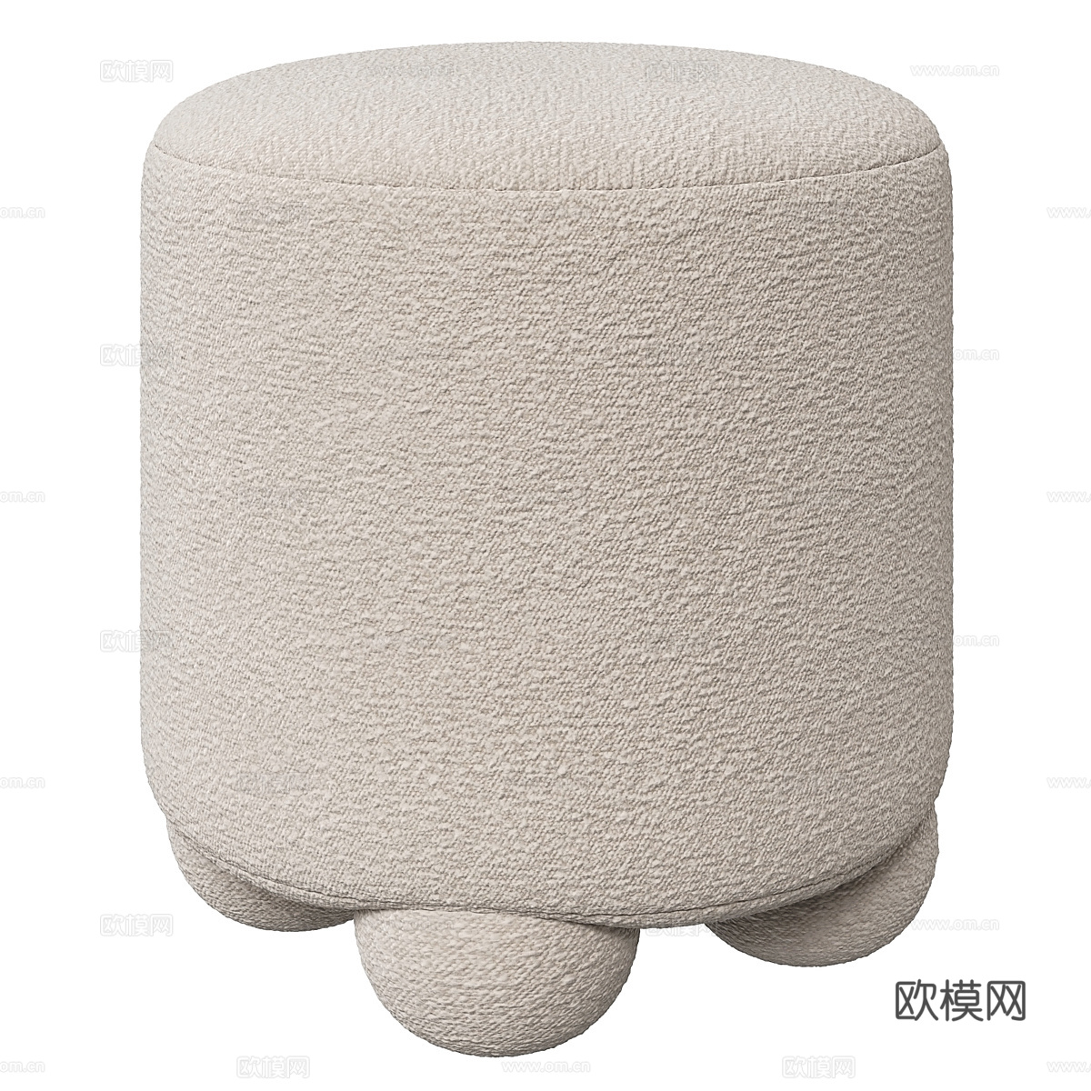 现代奶油风布艺圆凳3d模型
