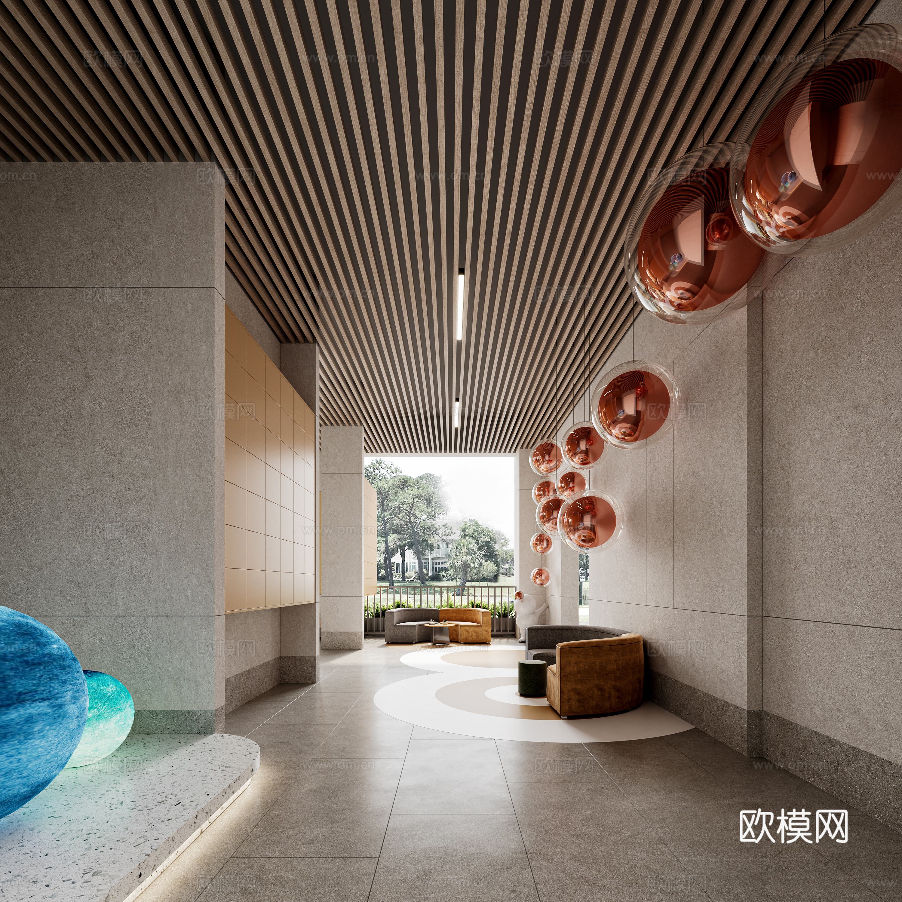 现代架空层休闲区3d模型