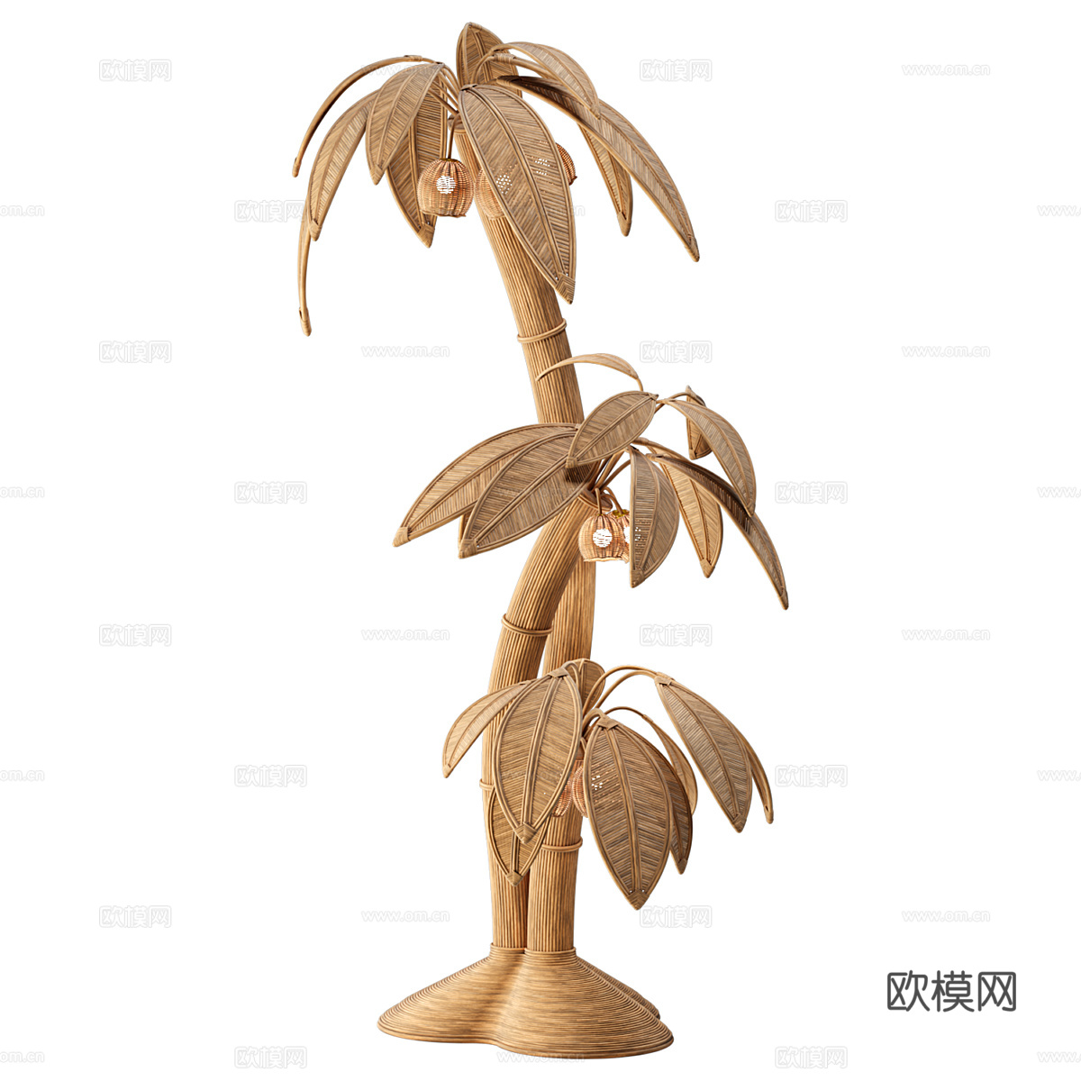 现代侘寂藤编椰子树雕塑3d模型