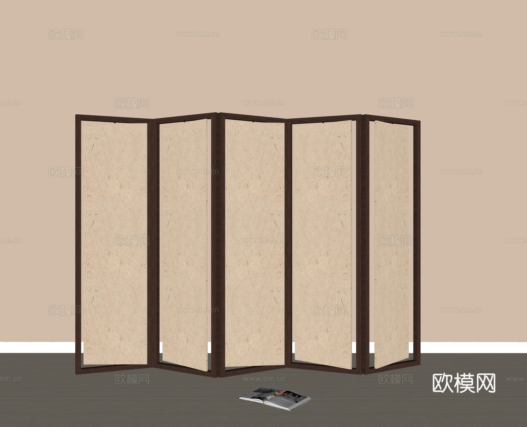 中古风木质屏风 可折叠屏风 隔断 客厅屏风 复古屏风su模型