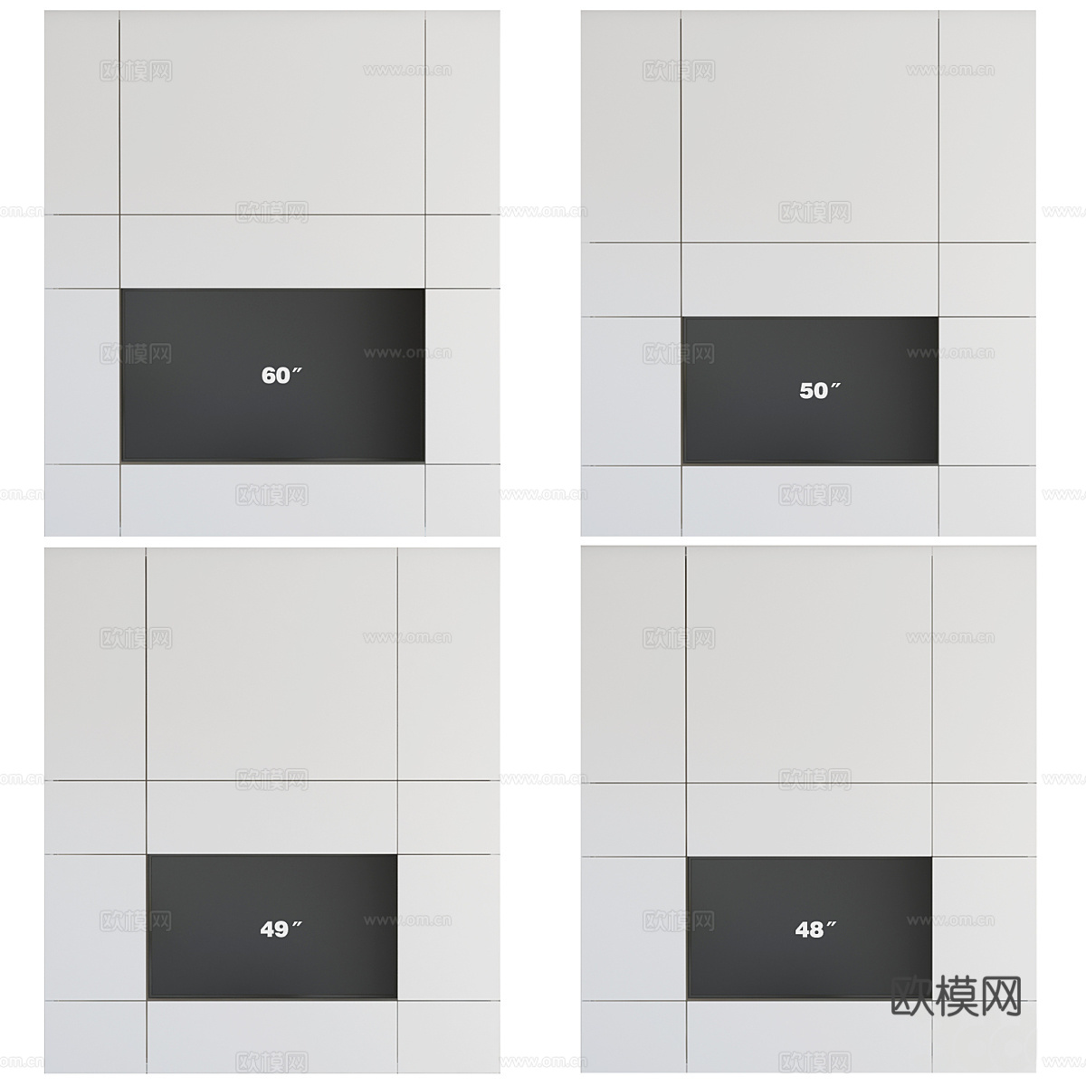 现代意式极简电视墙书柜3d模型