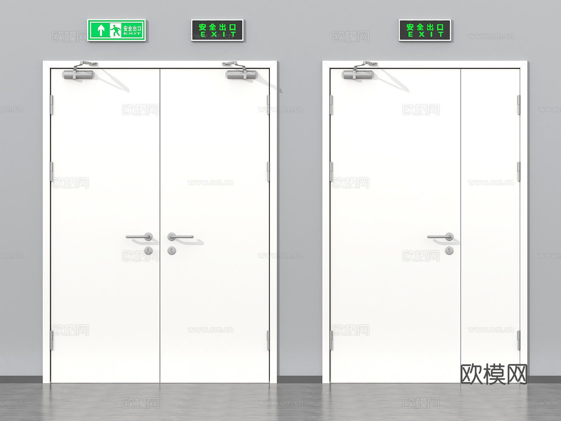 现代消防门 安全门 平开门3d模型