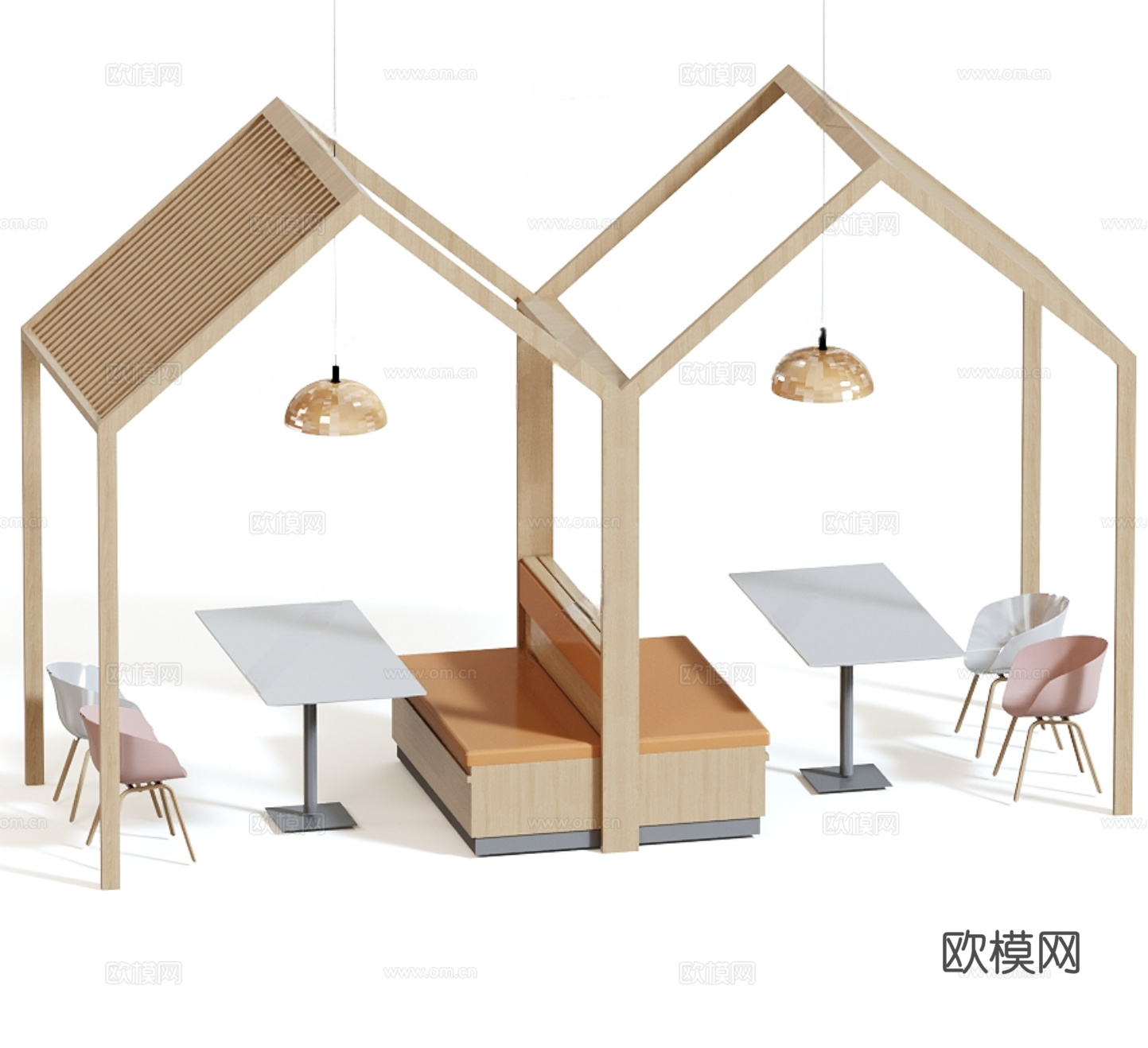 现代卡座沙发 餐厅卡座3d模型