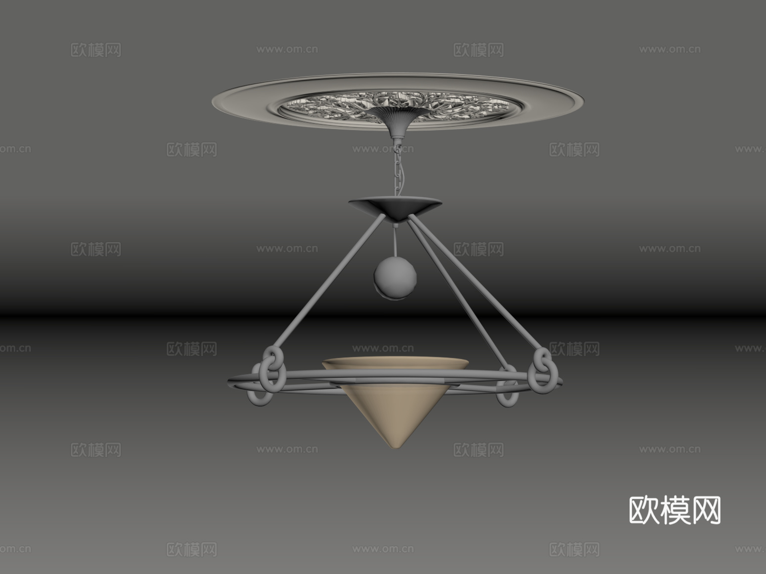 侘寂风金属吊灯 中古风金属吊灯su模型