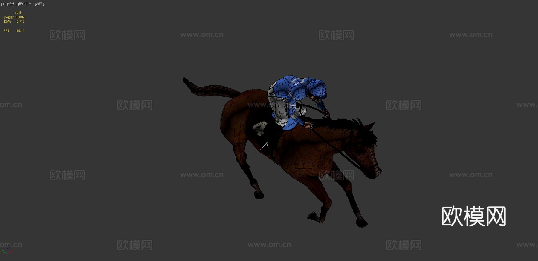 带动画的3D游戏马低多边形模型3d模型