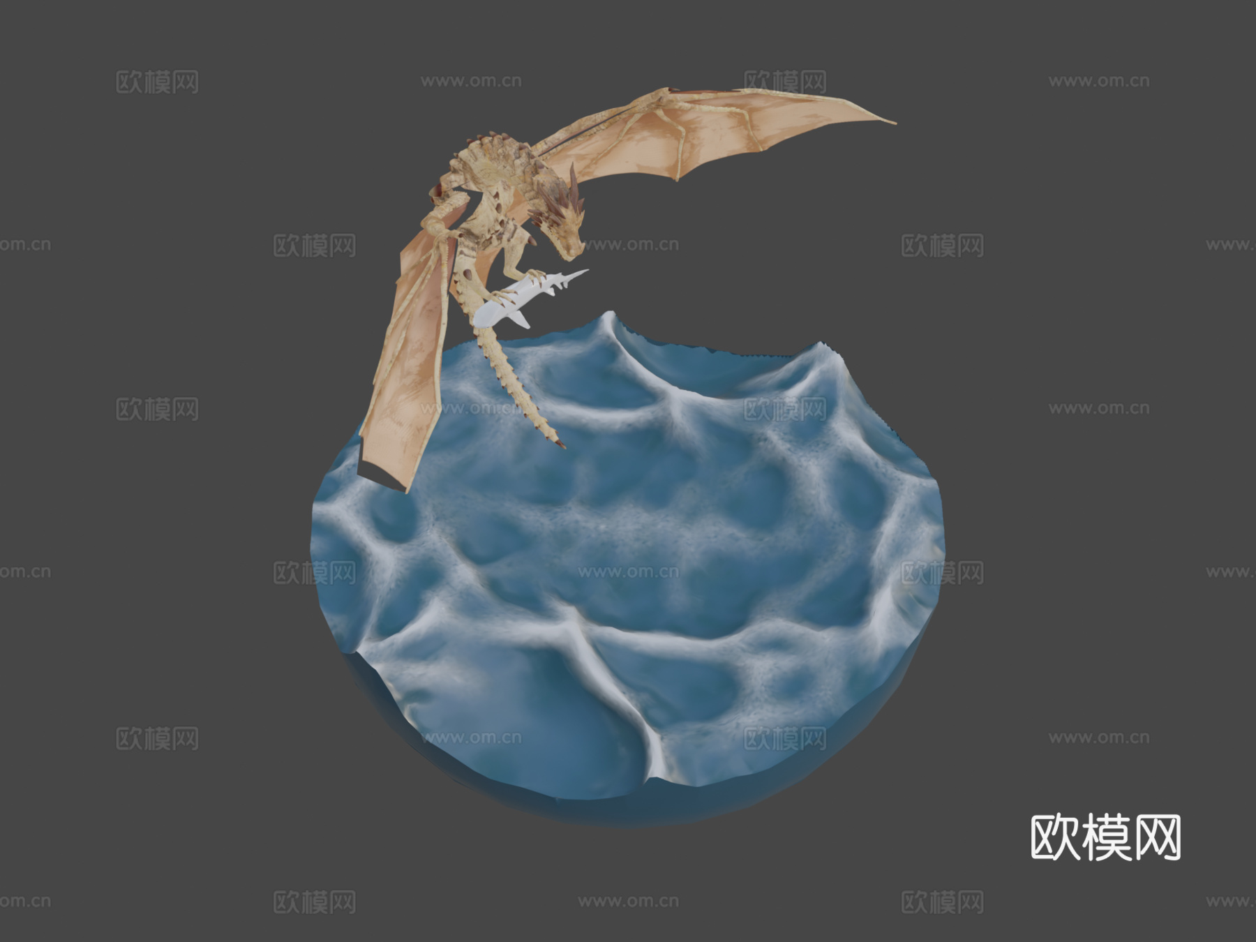 双足飞龙钓鱼3d模型
