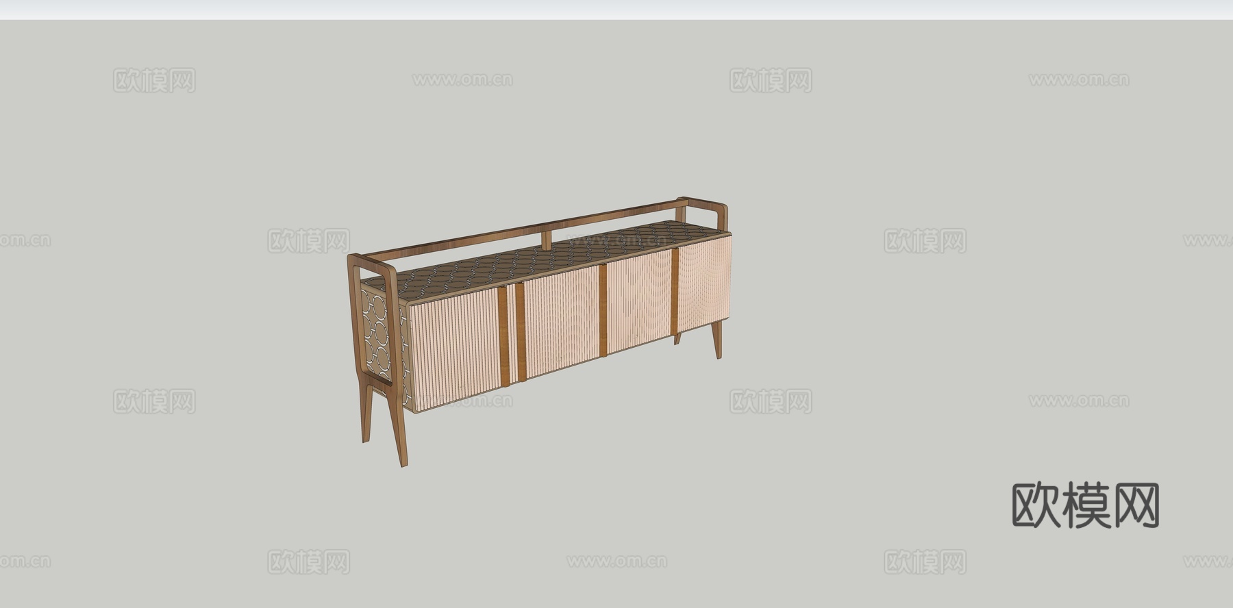 北欧餐边柜后现代餐边柜玄关柜储物玄关柜实木中古复古餐边柜su模型