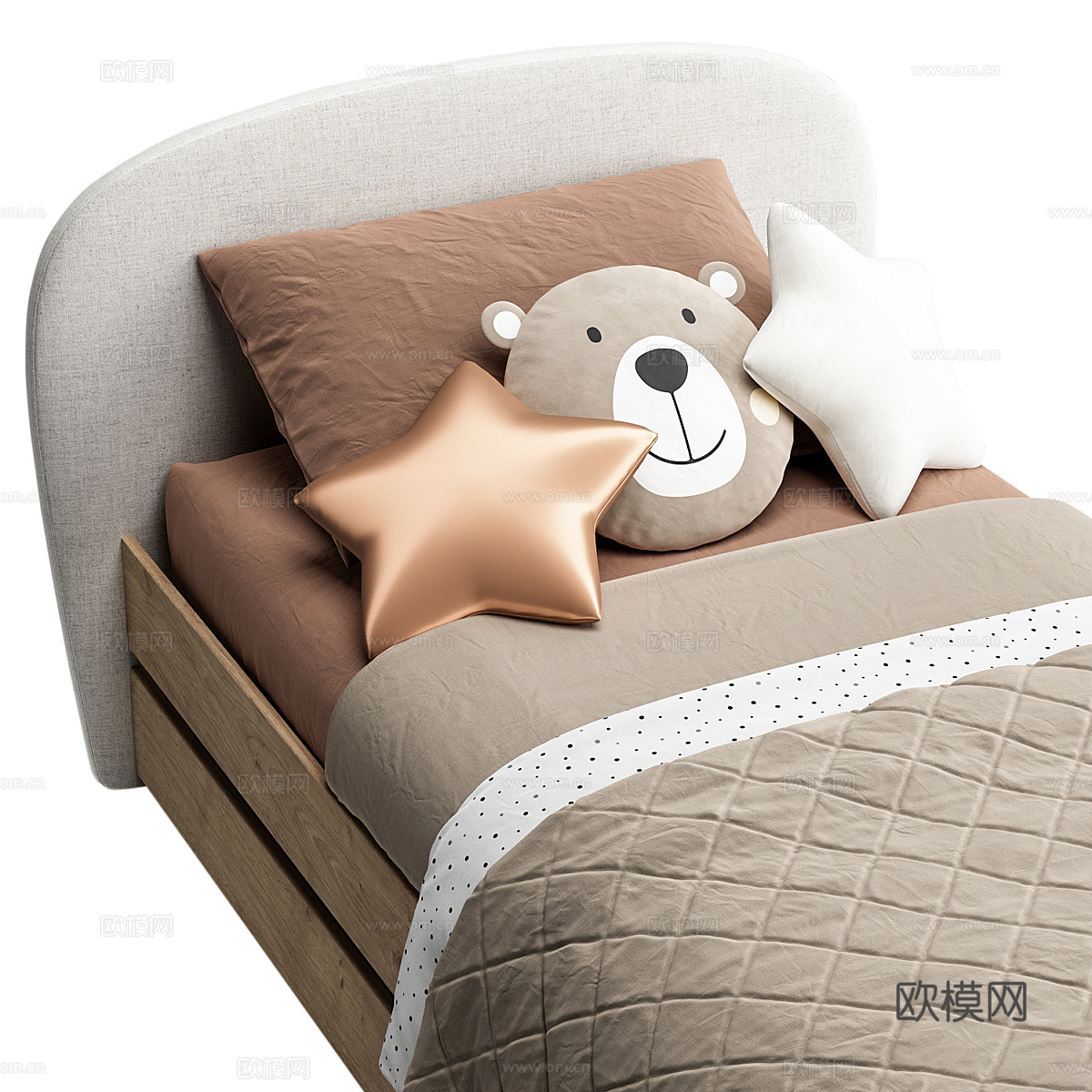 现代北欧布艺儿童床3d模型