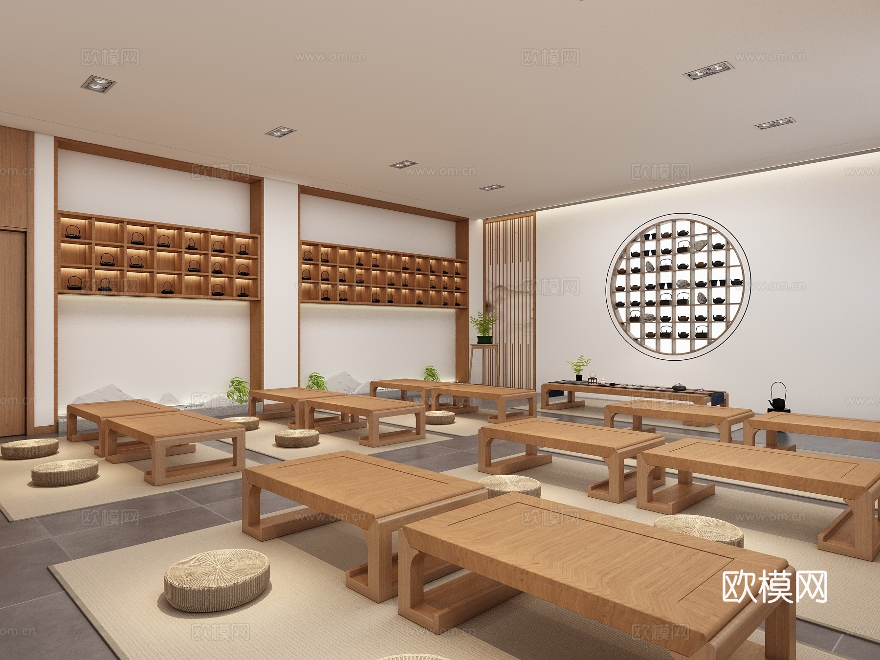 新中式教室  茶室su模型