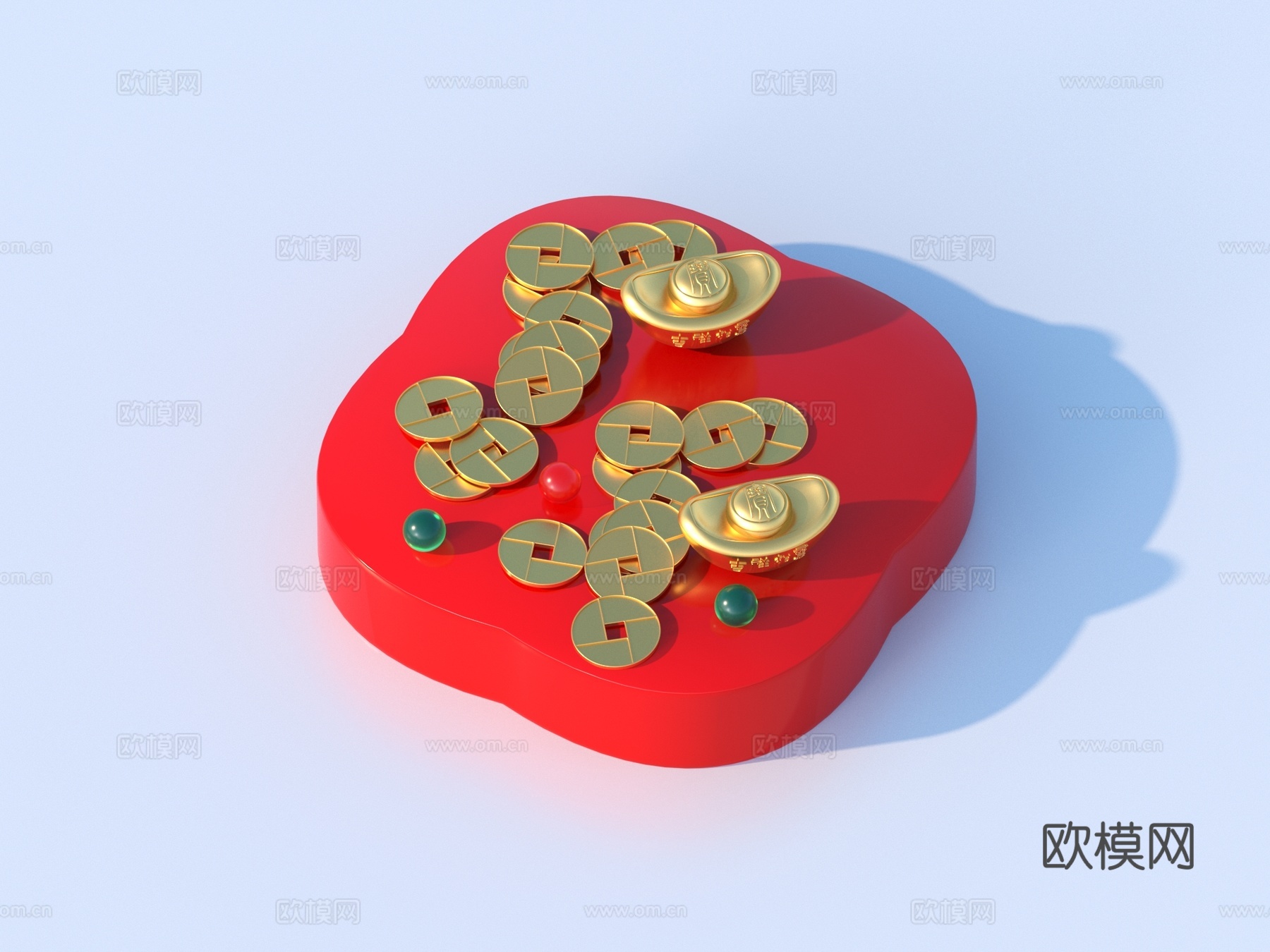 元宝 铜钱 金币 玻璃球3d模型