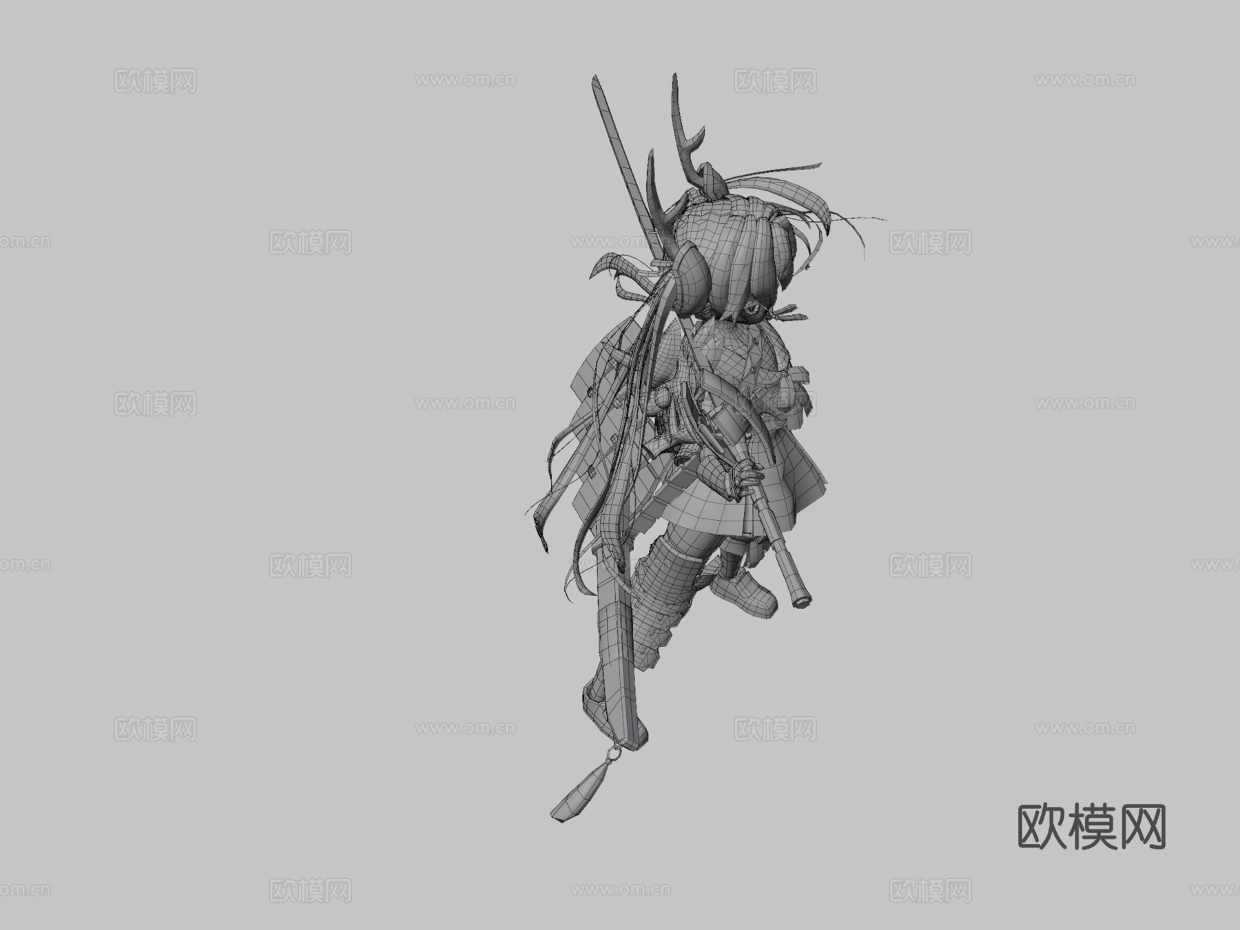 武士少女3d模型