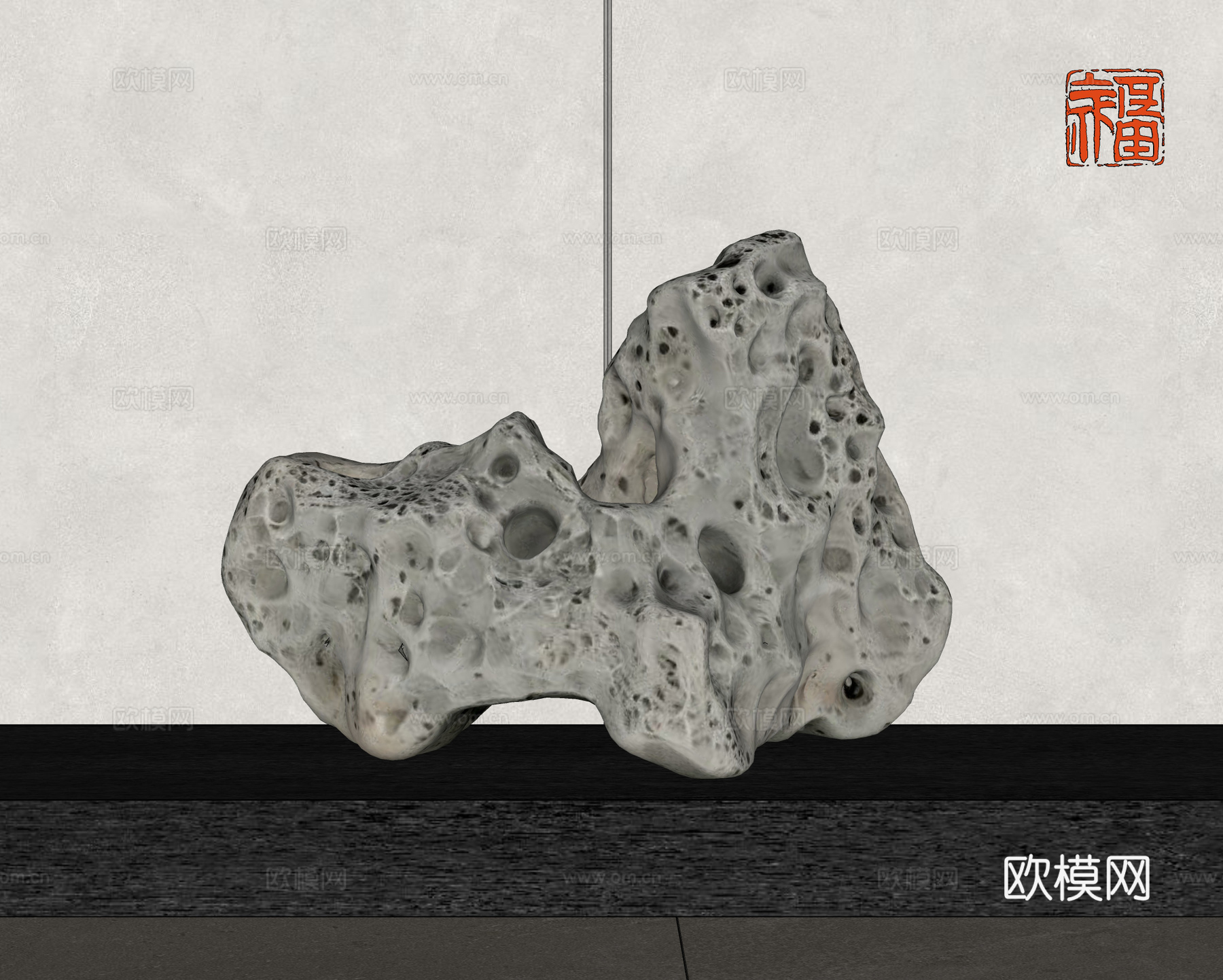 新中式太湖石摆件 景观石雕塑摆件 自然石 天然石雕塑su模型
