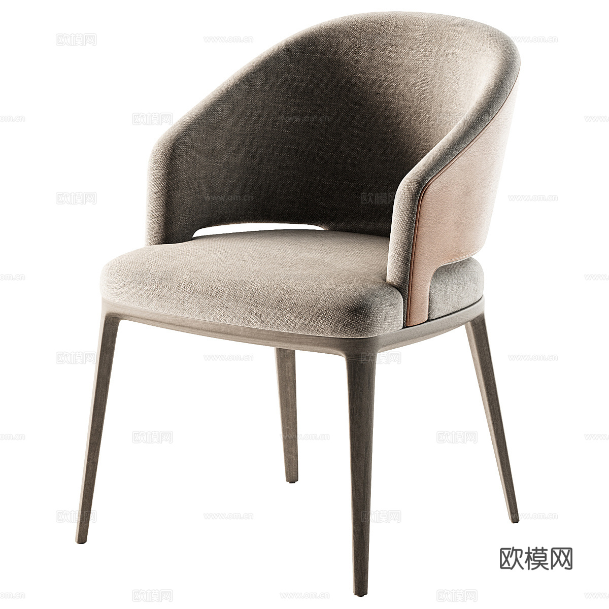 新中式轻奢布艺皮革单椅3d模型