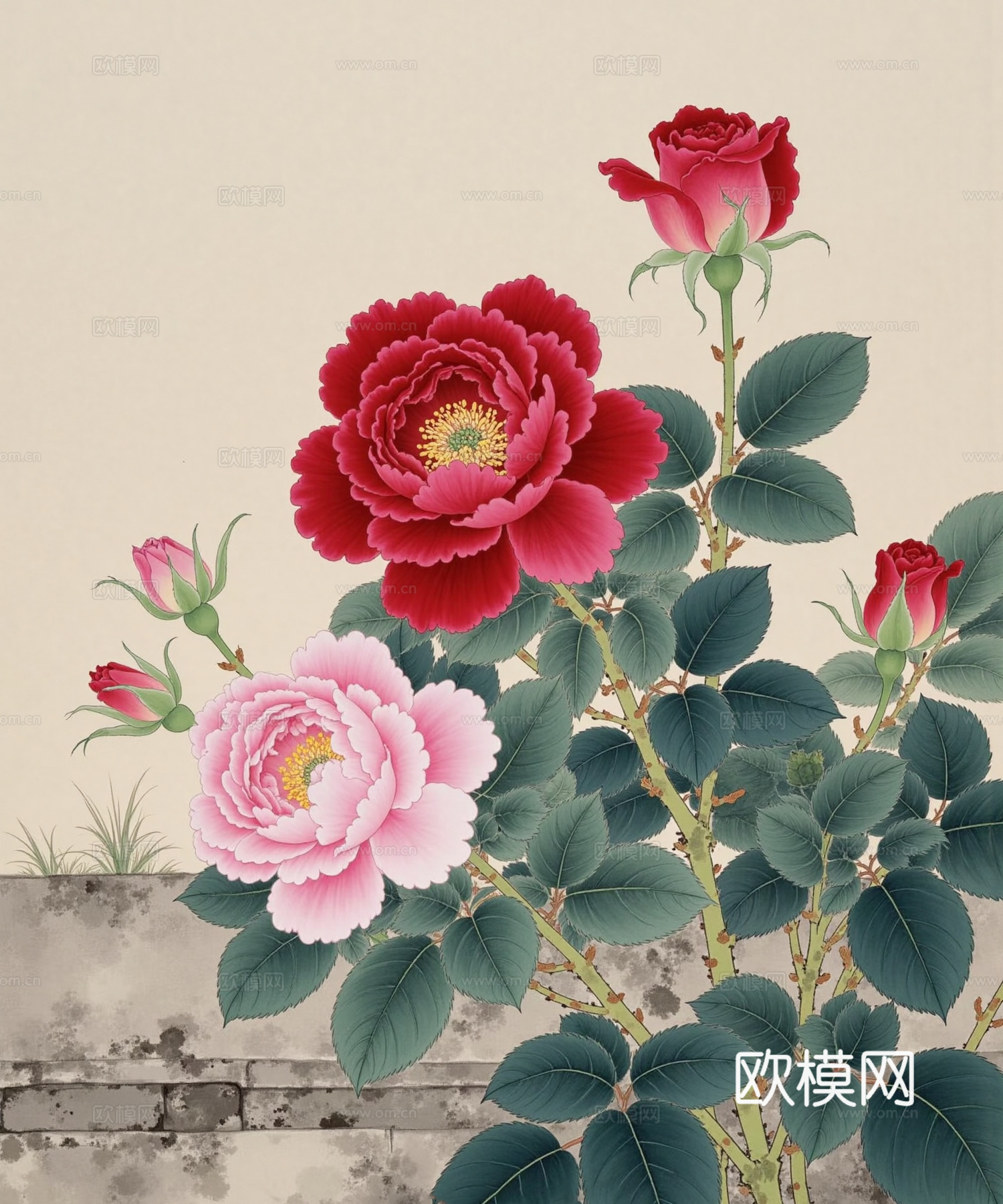 国画 装饰挂画 中国画 牡丹花