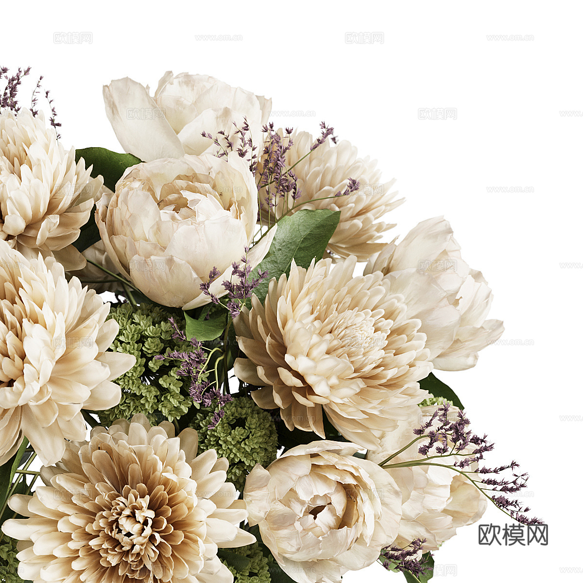 现代奶油风花瓶花艺3d模型