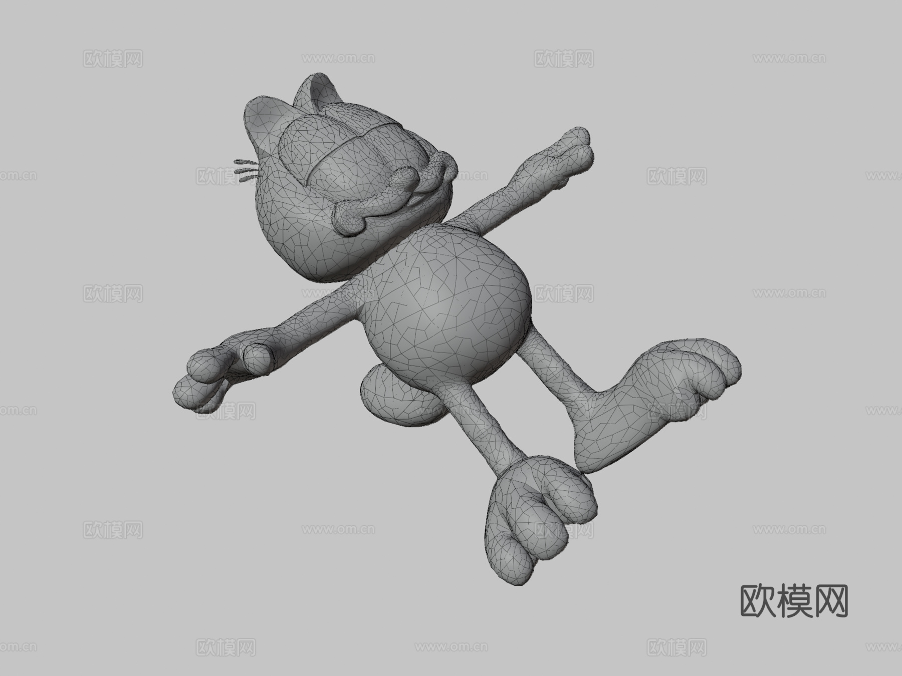 低多边形加菲猫(全骨骼绑定)3d模型