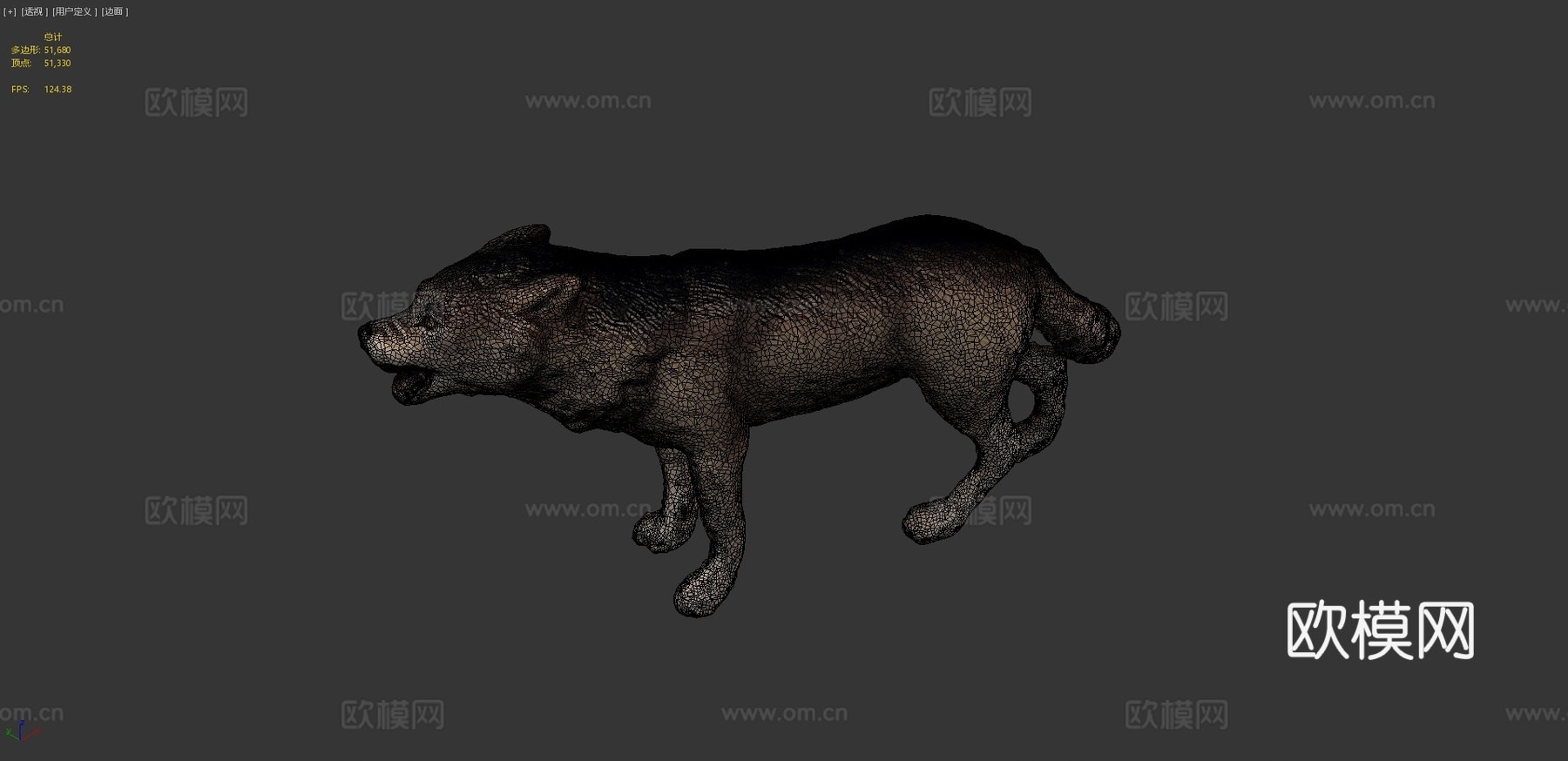 狼雕像3d模型