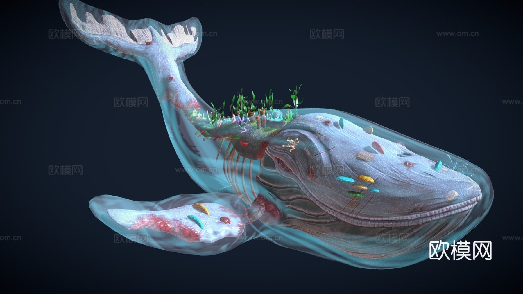 面纱之鲸-风格化动画模型3d模型
