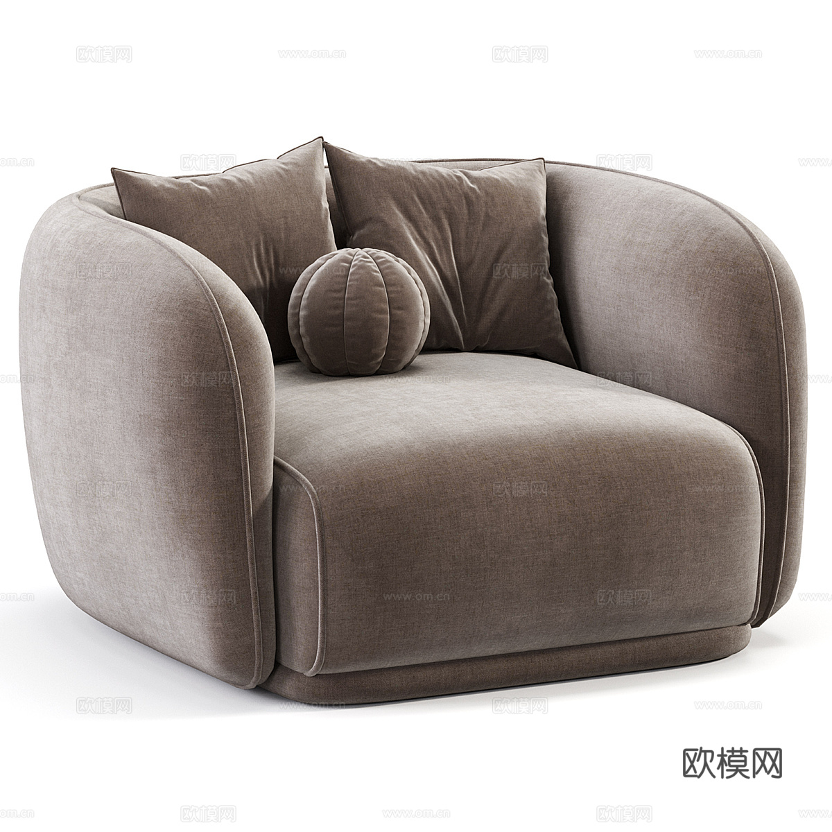 现代意式奶油风布艺休闲沙发3d模型