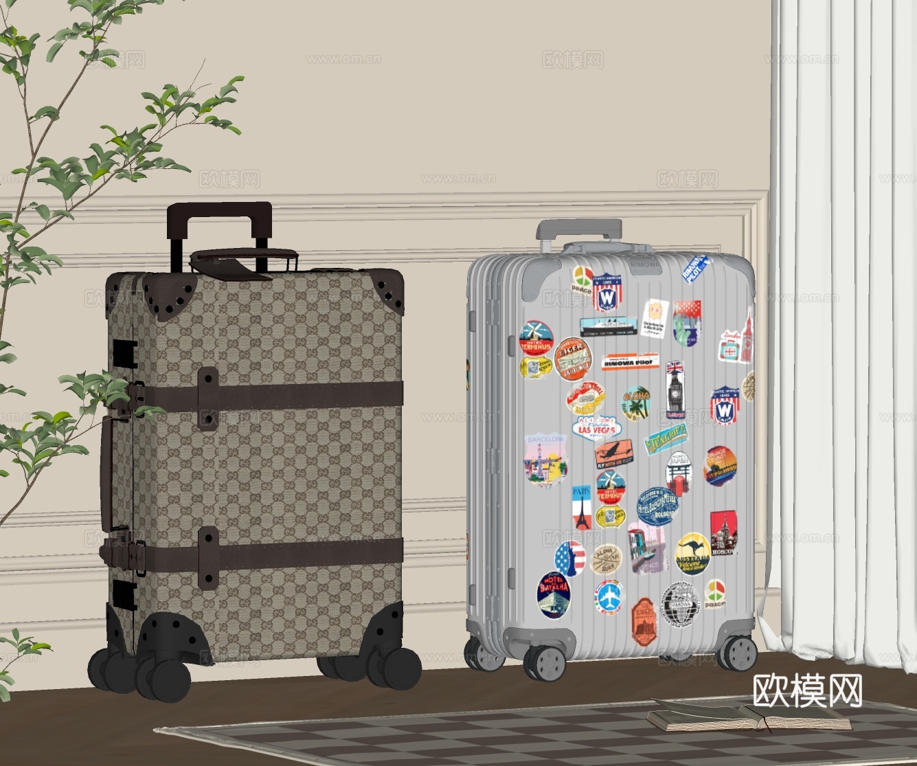 现代行李箱su模型