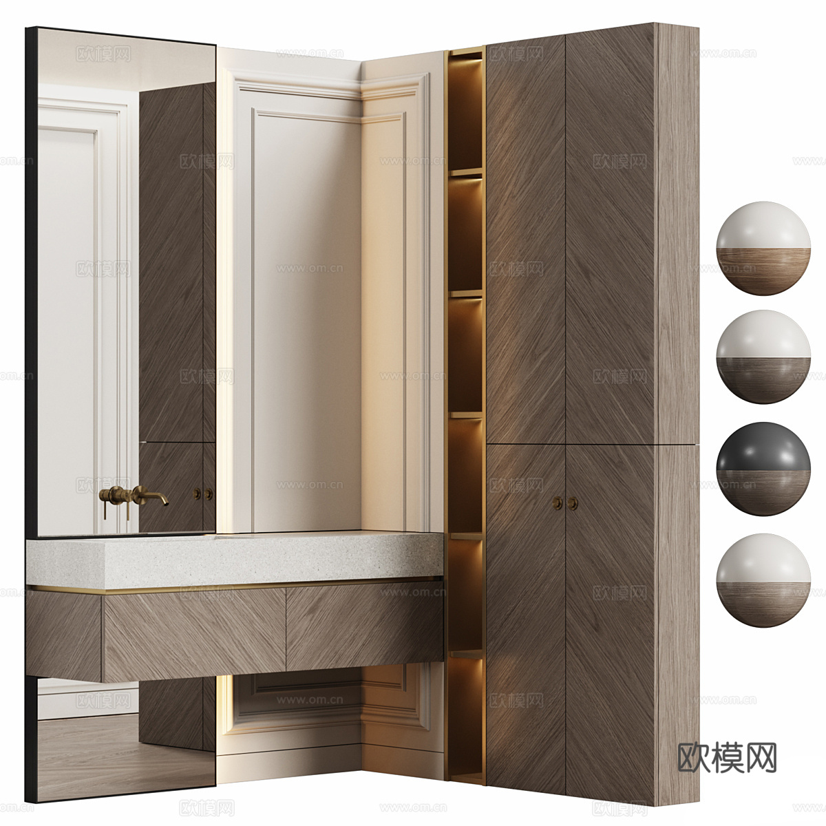 新中式轻奢浴室柜 台盆柜3d模型
