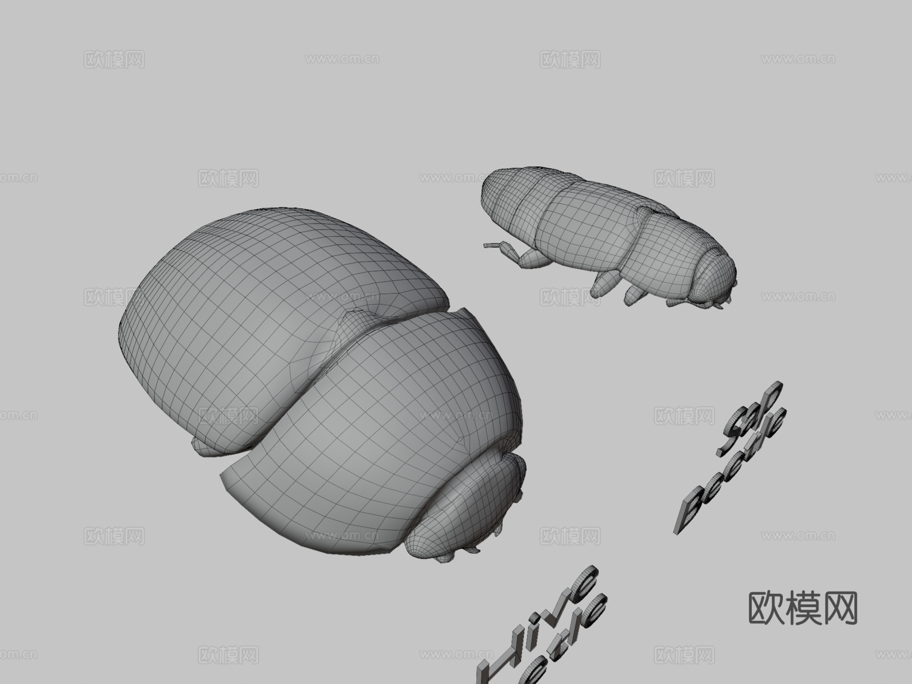 树汁与蜂甲虫对比3d模型