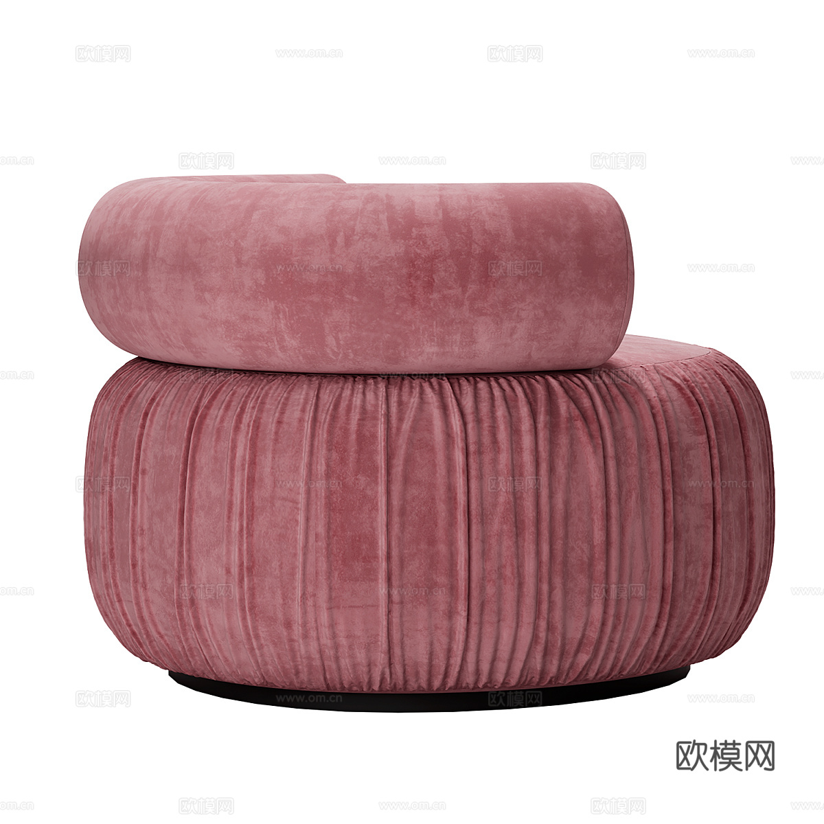现代意式奶油风圆形布艺沙发椅3d模型