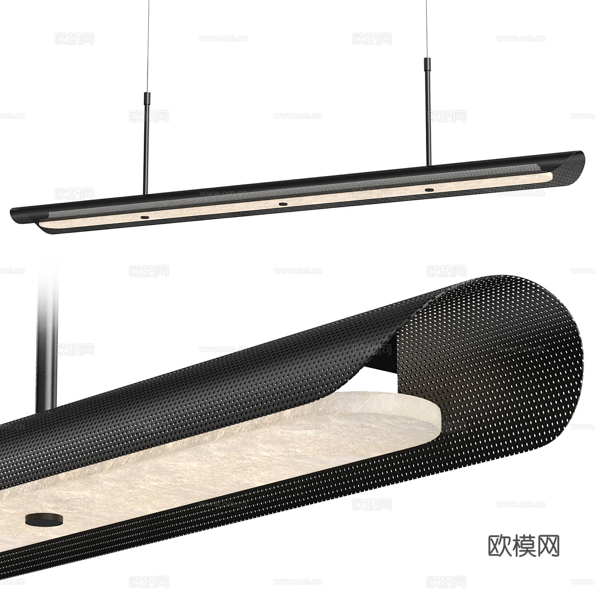 现代意式极简长条装饰吊灯3d模型