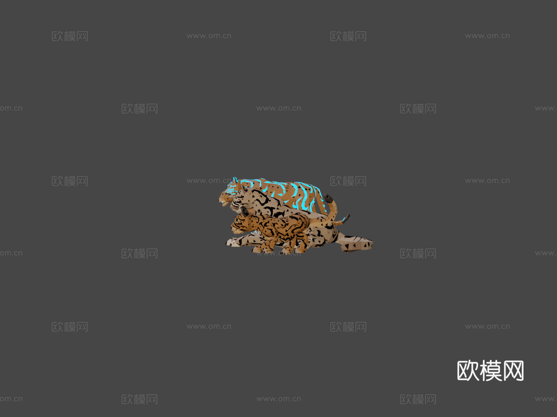 多边形艺术美洲狮与黑豹3d模型
