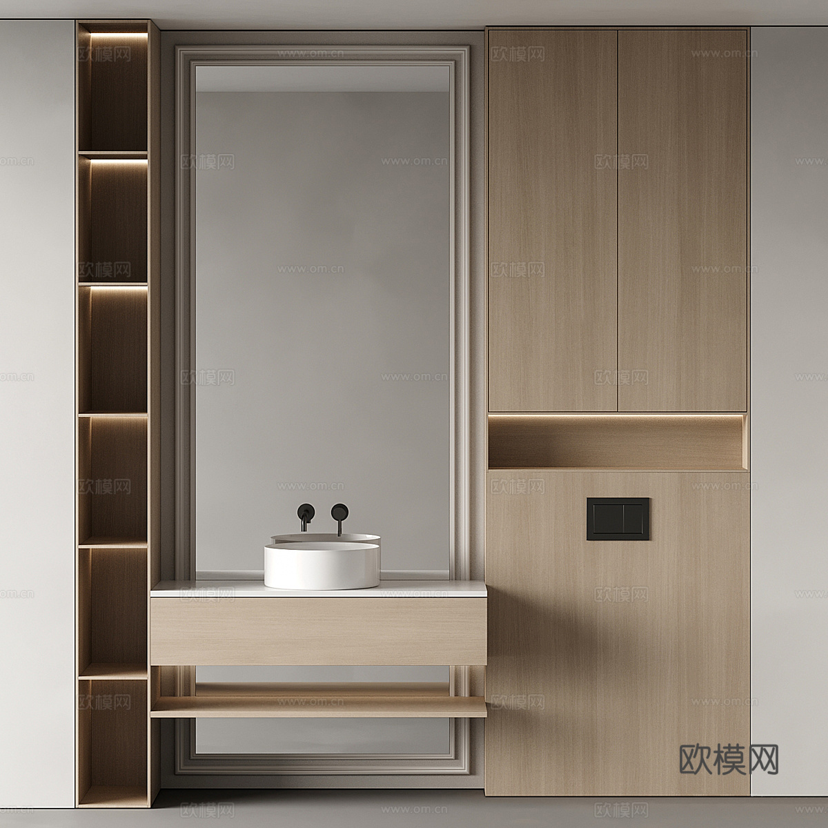 现代意式极简浴室柜 台盆柜3d模型