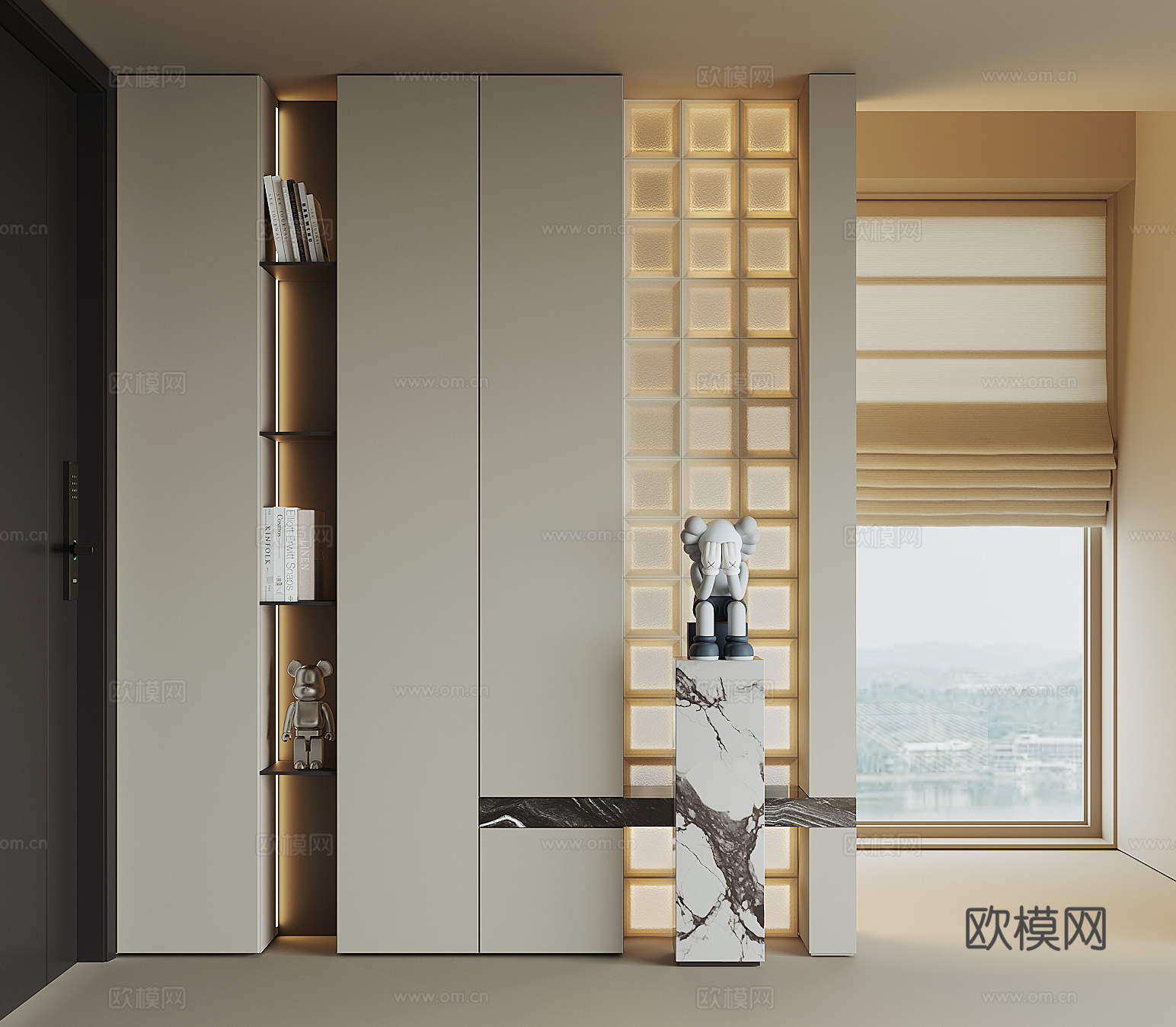 现代入户鞋柜su模型下载（渲染图1）