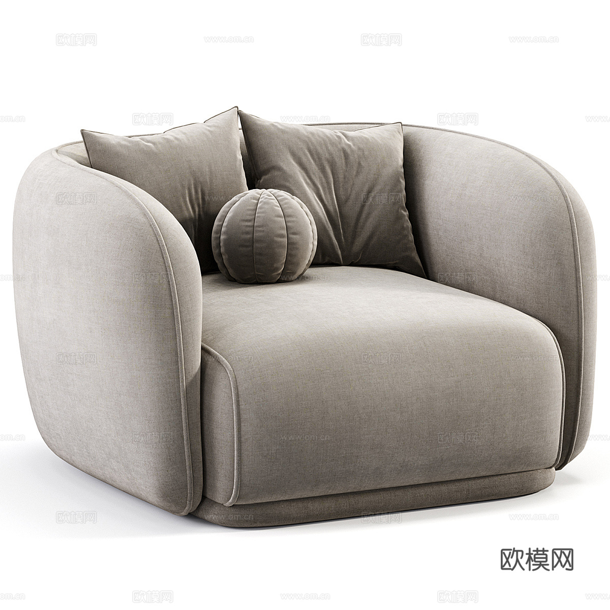 现代意式奶油风布艺休闲沙发3d模型