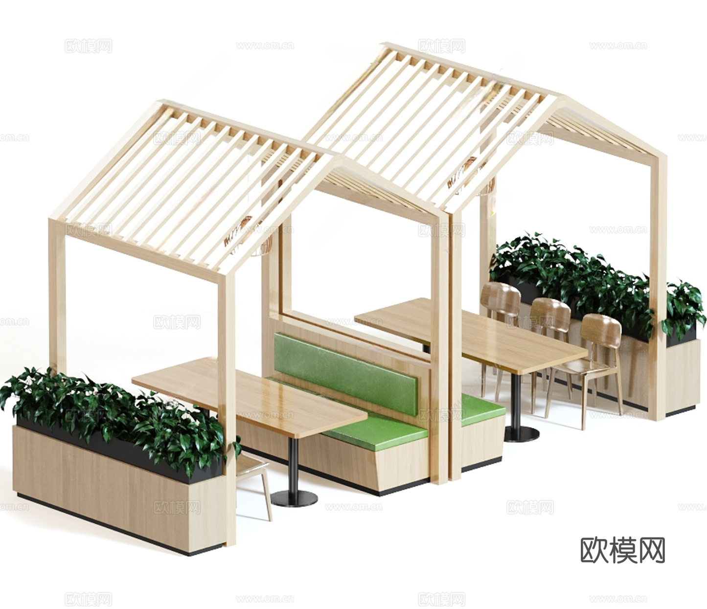 现代卡座沙发 餐厅卡座su模型