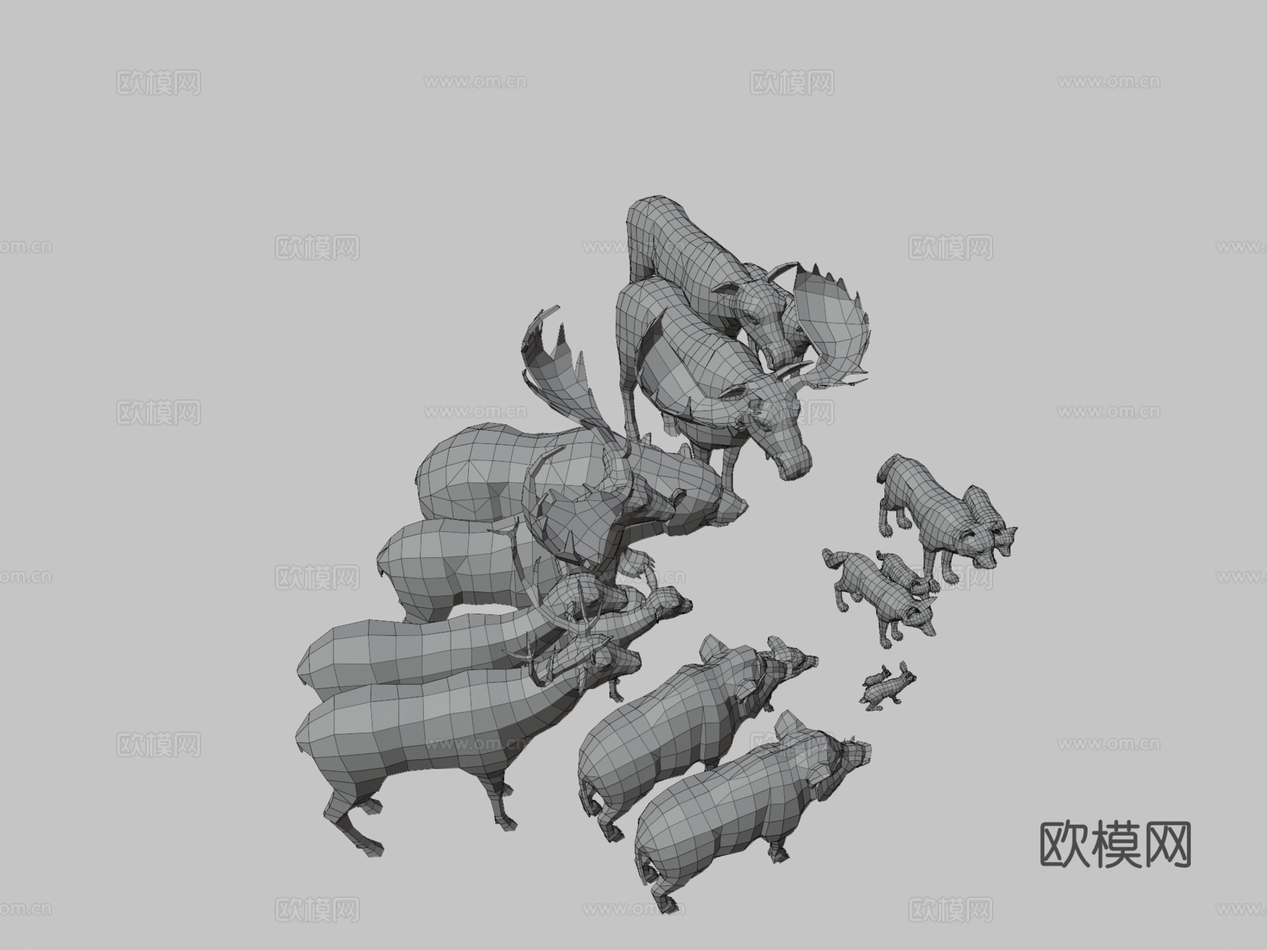 低多边形野生动物包3d模型