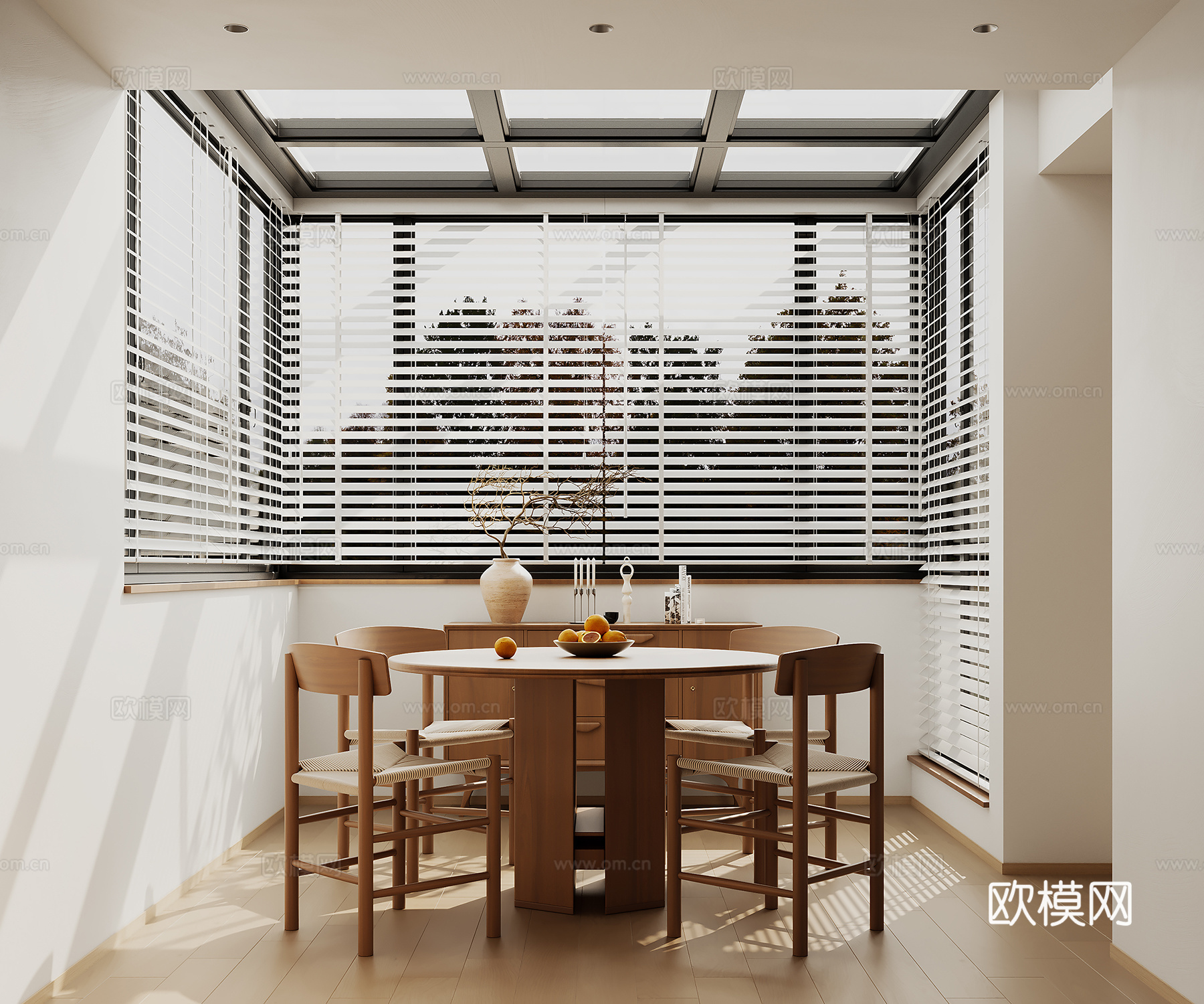 原木风餐厅su模型