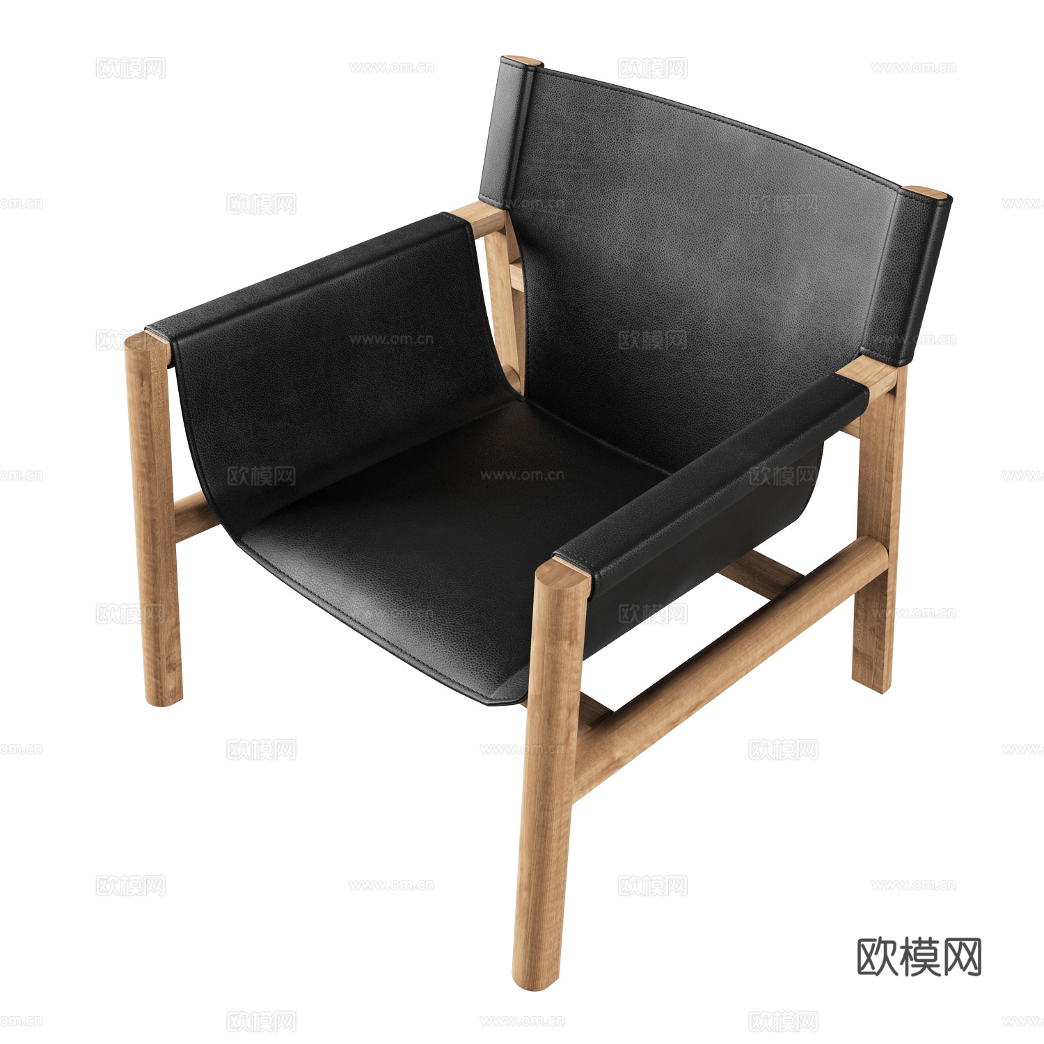 现代意式皮革木质扶手椅3d模型