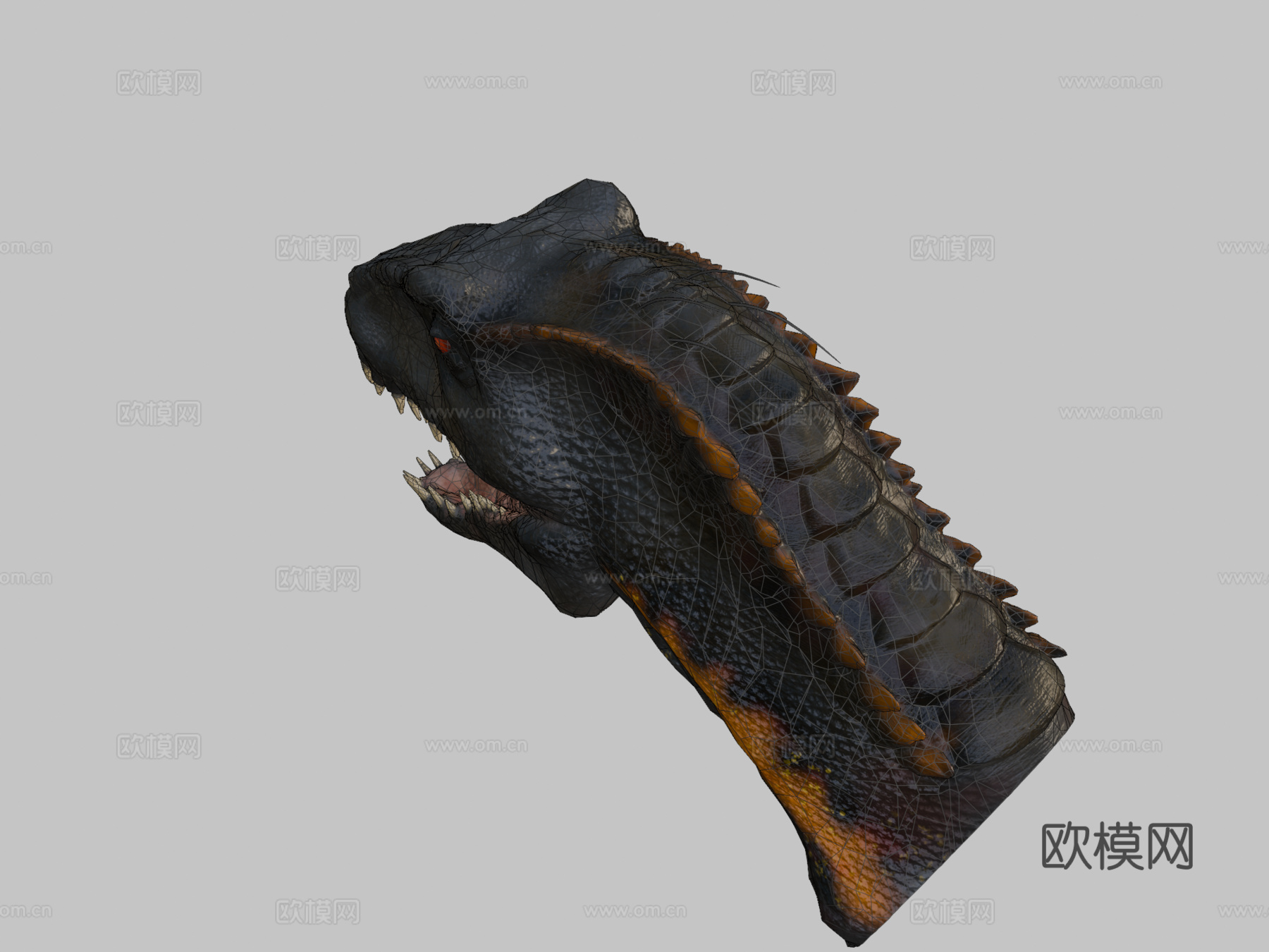 印度盗龙头部雕刻[动画]3d模型
