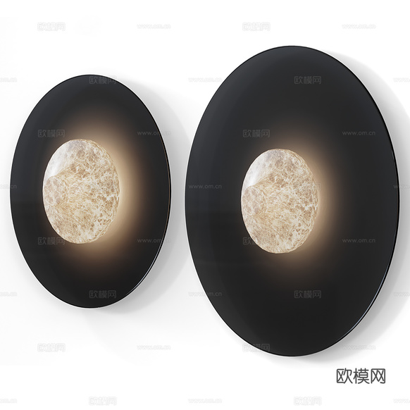 現(xiàn)代意式極簡圓盤月球壁燈3d模型下載(渲染圖1)