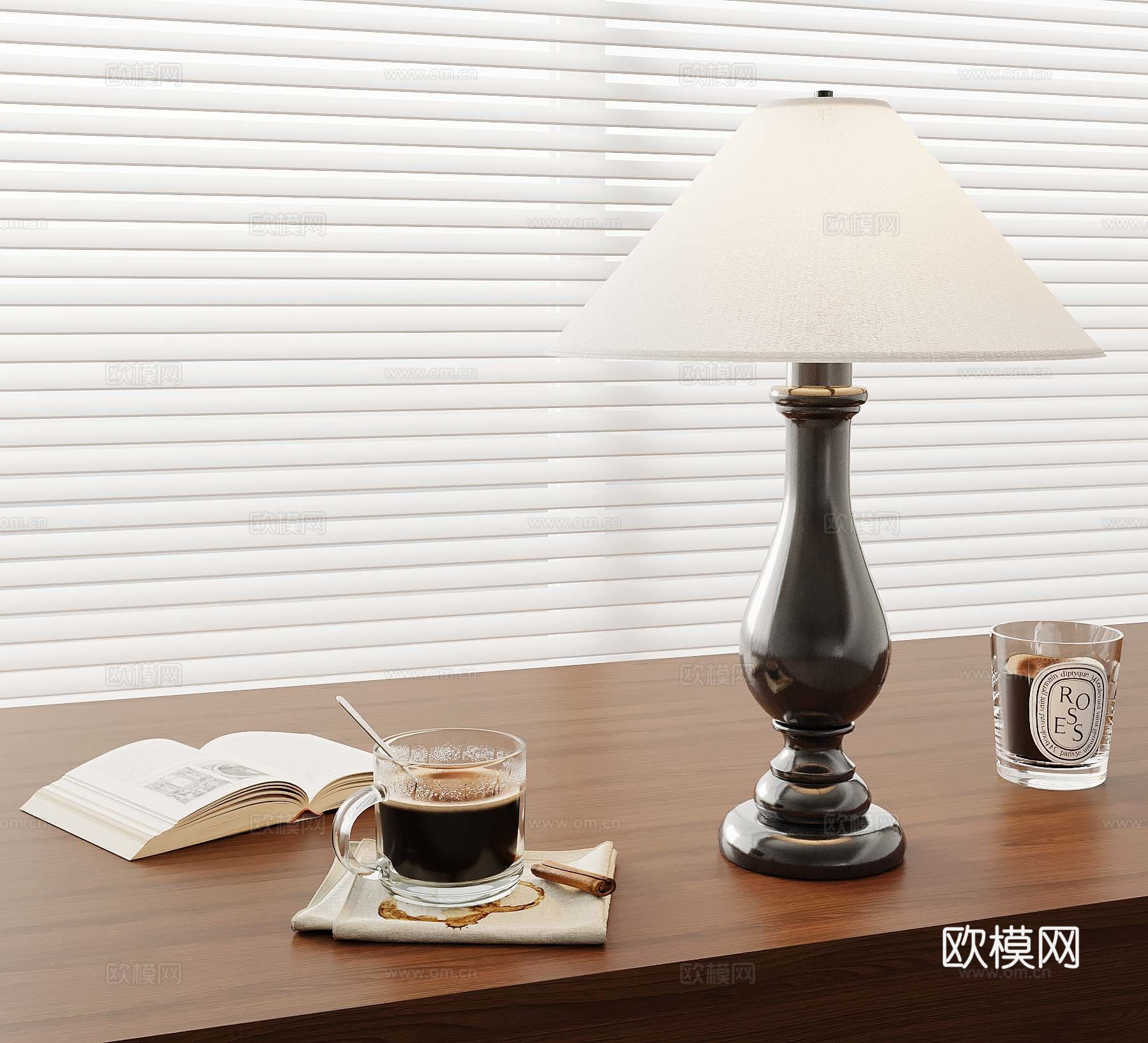 法式台灯 咖啡杯su模型
