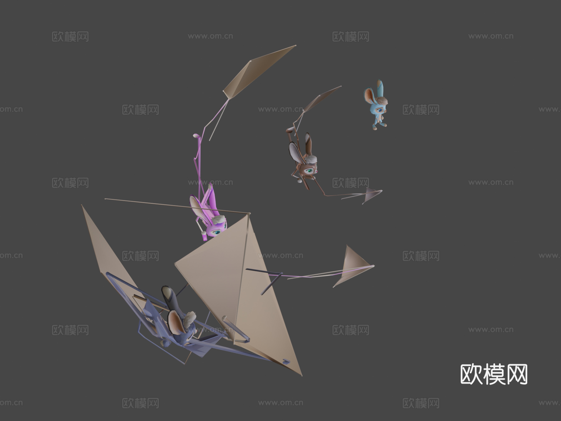 卡通兔子动画包3d模型
