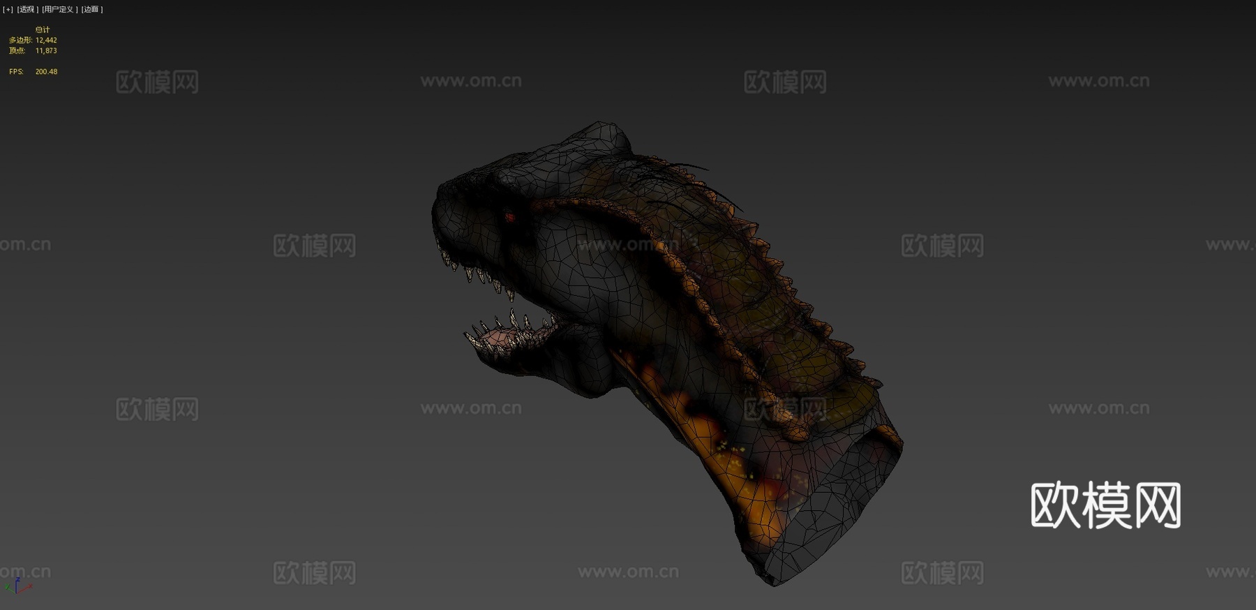 印度盗龙头部雕刻[动画]3d模型