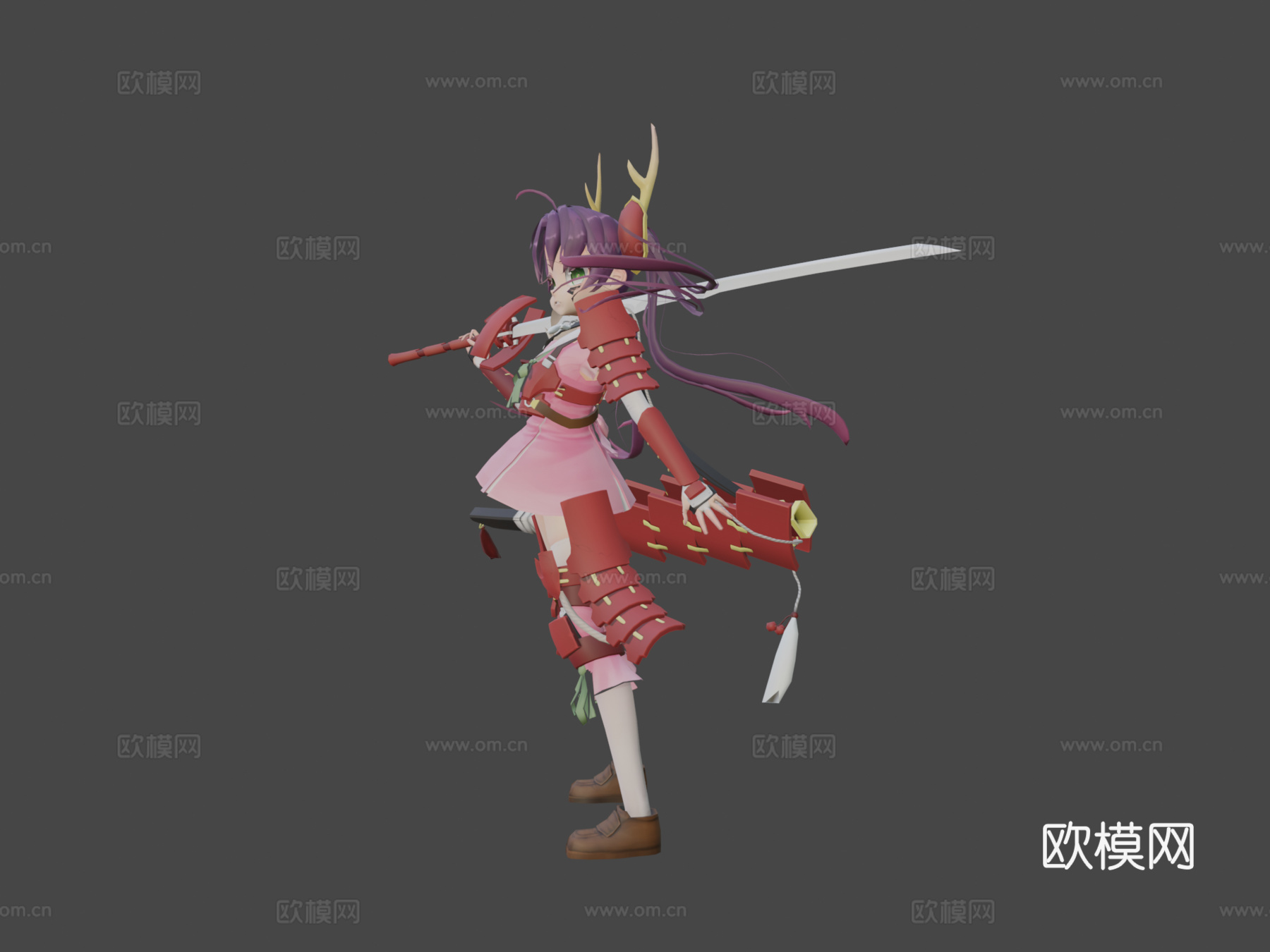 武士少女3d模型