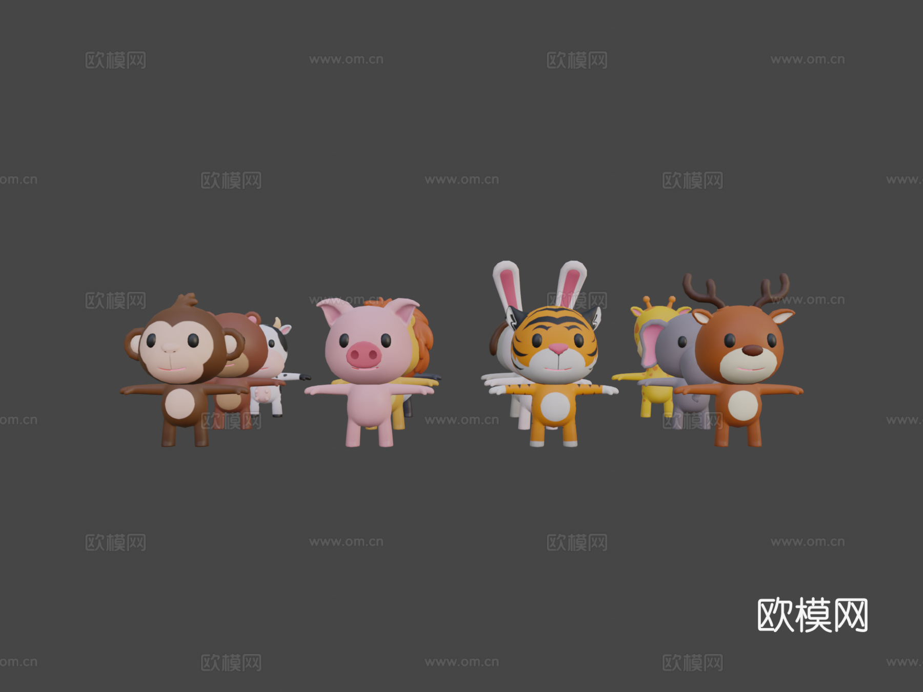 卡通动物包3d模型